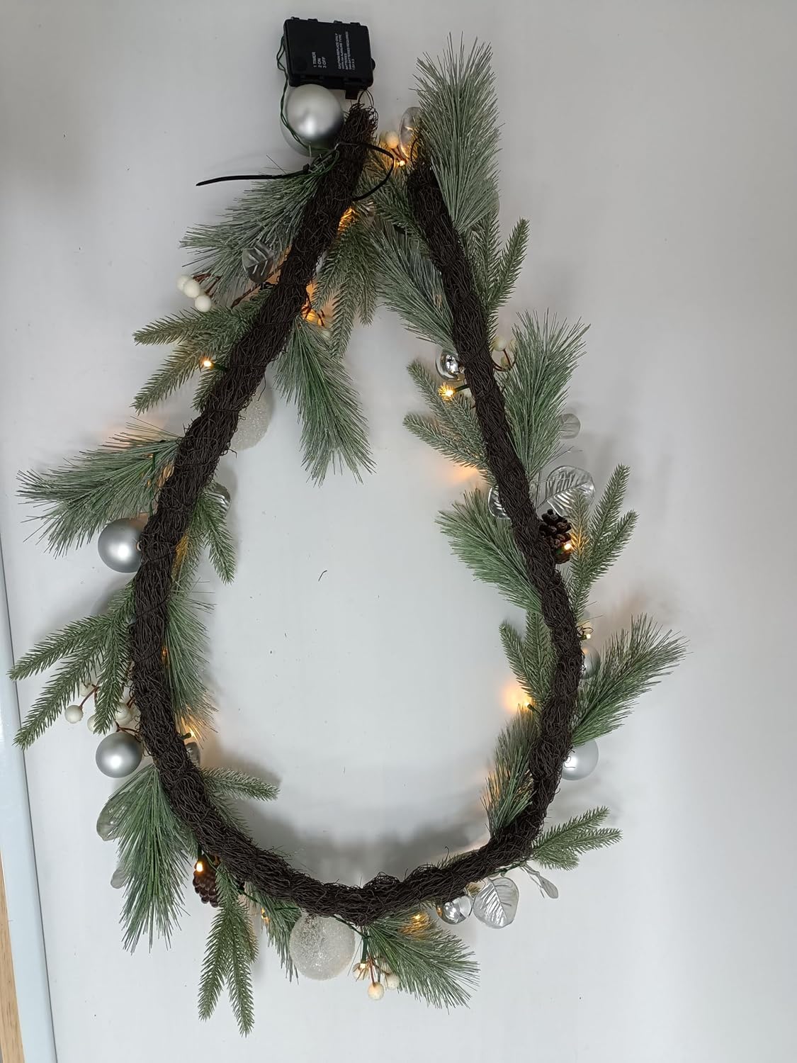 Valery Madelyn 6 Ft Pre-Lit Christmas Garland with Lights for Mantle, Lighted Outdoor Xmas Garland with Silvery White