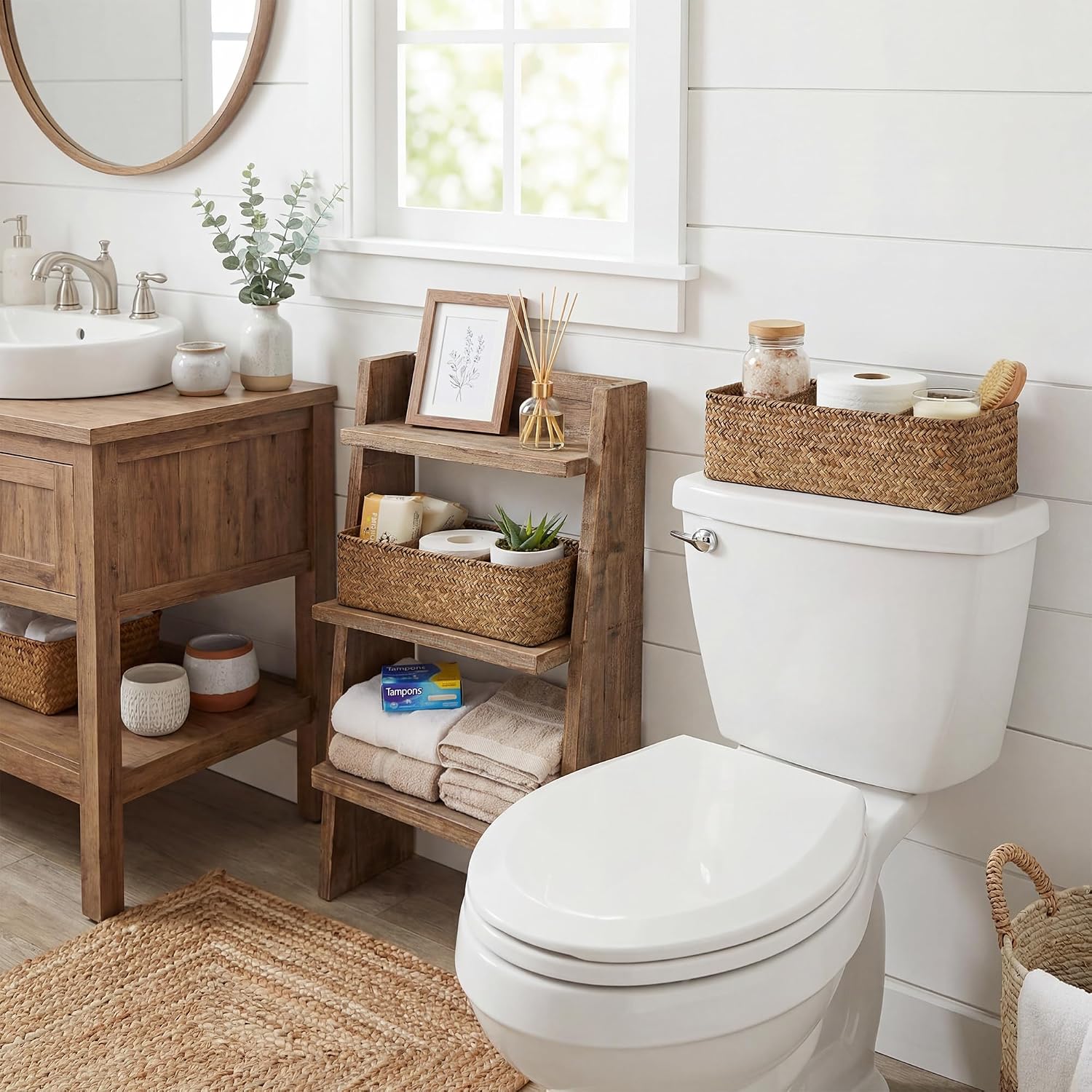 3-Section Wicker Baskets Storage