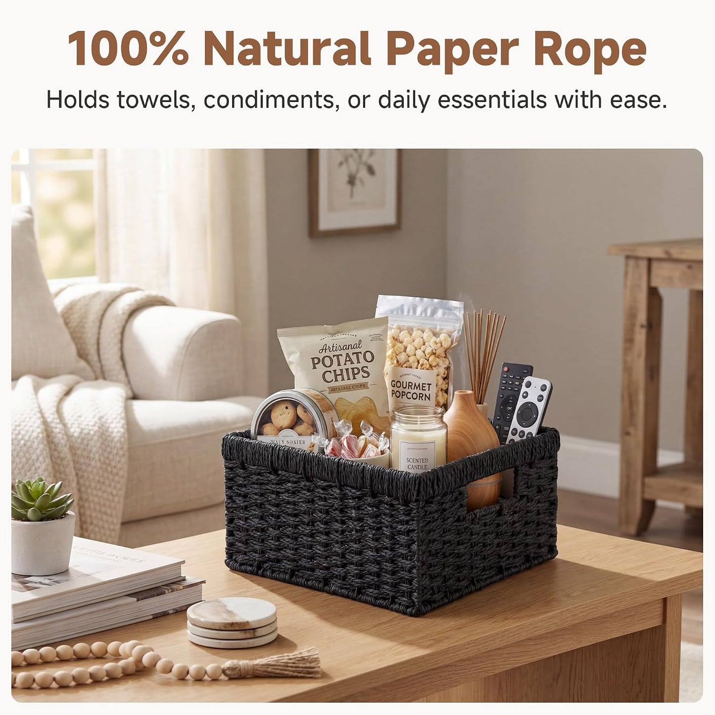 Wicker Basket / Wicker Storage Baskets for Organizing / Black