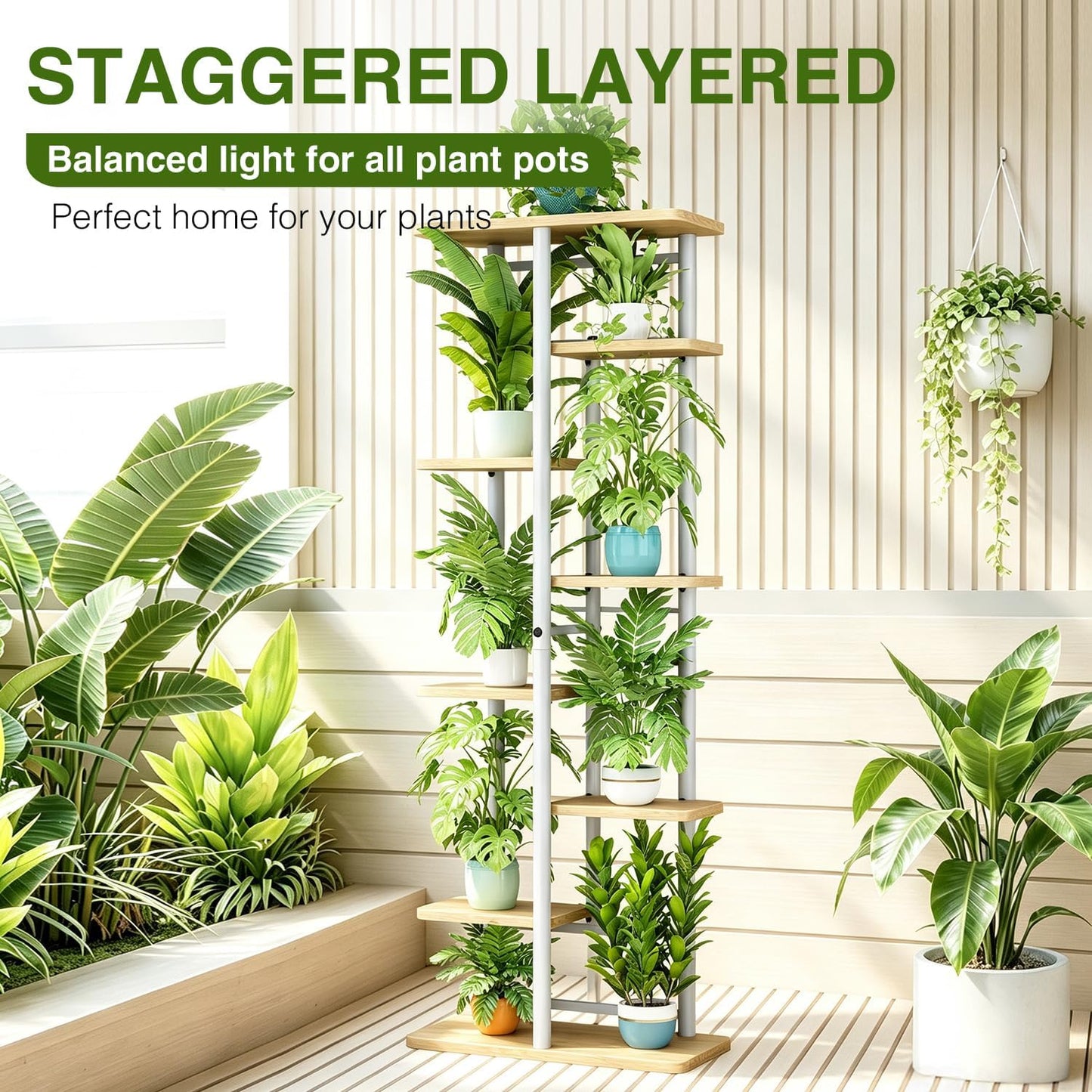 LINZINAR Plant Stand Indoor 4 Tier Metal Corner Tall Flower Shelf | Plant Rack for Multiple Plants, Tiered Flower Plant