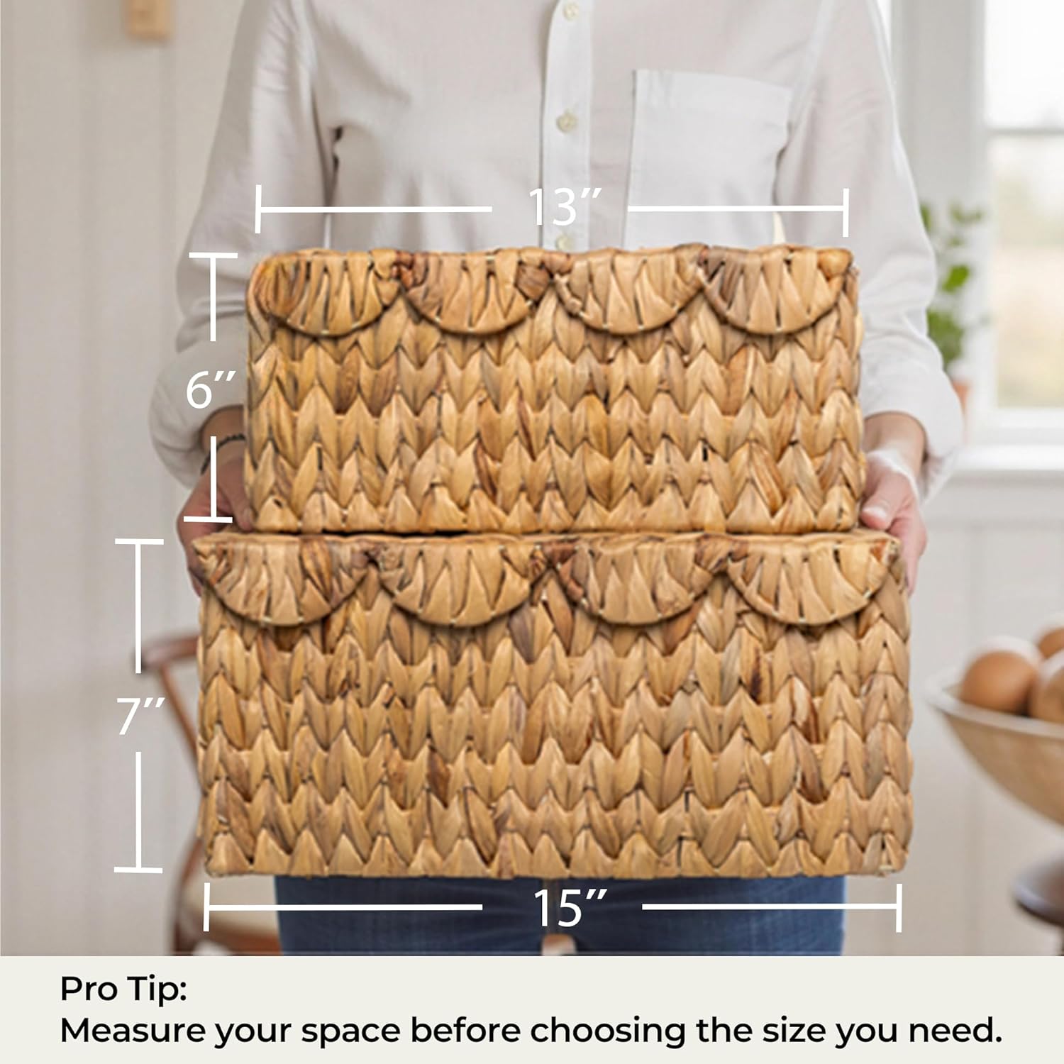 Wicker Basket / Handwoven Water Hyacinth Baskets / Natural