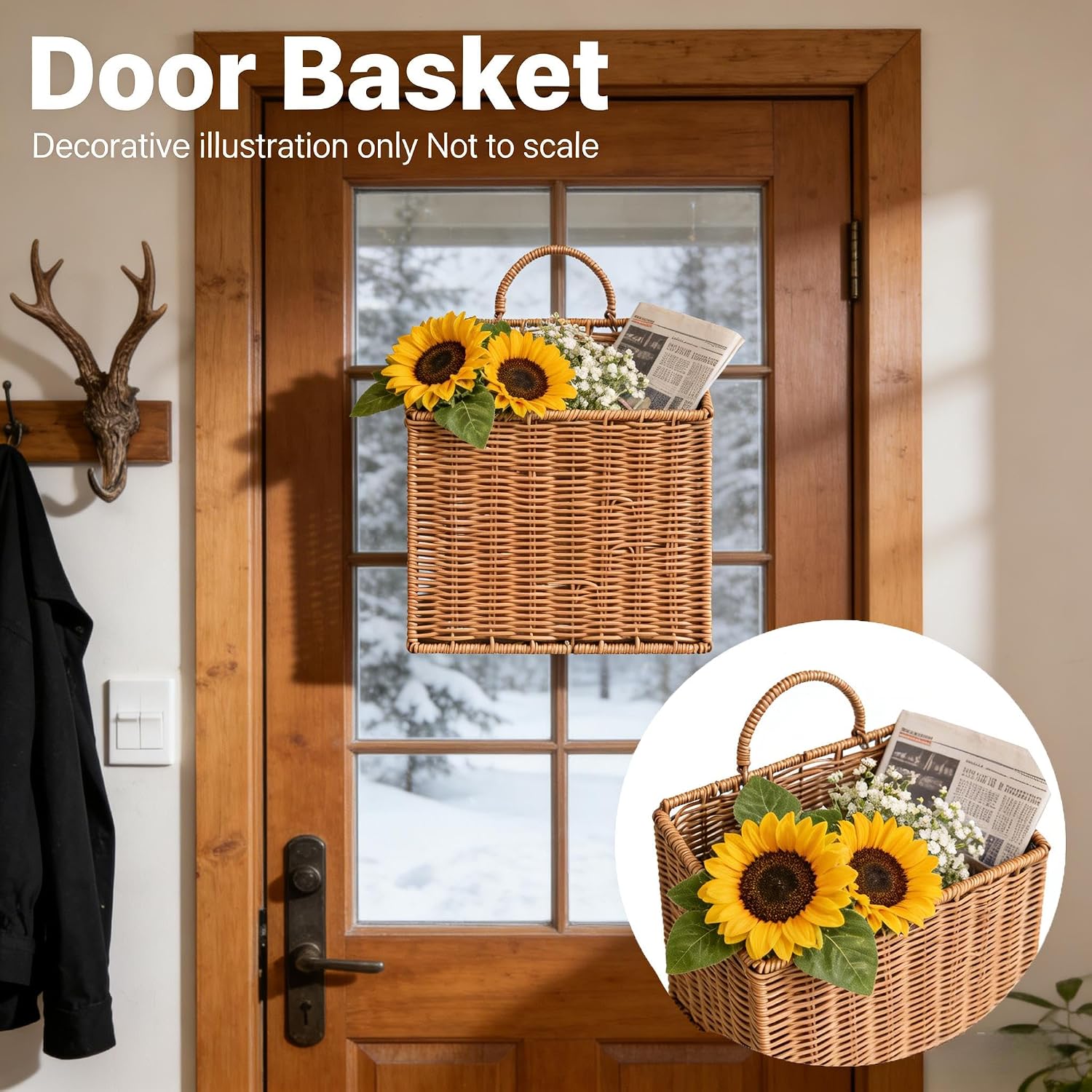 Handmade Rattan Hanging Wall Baskets / L+M / Set of 2