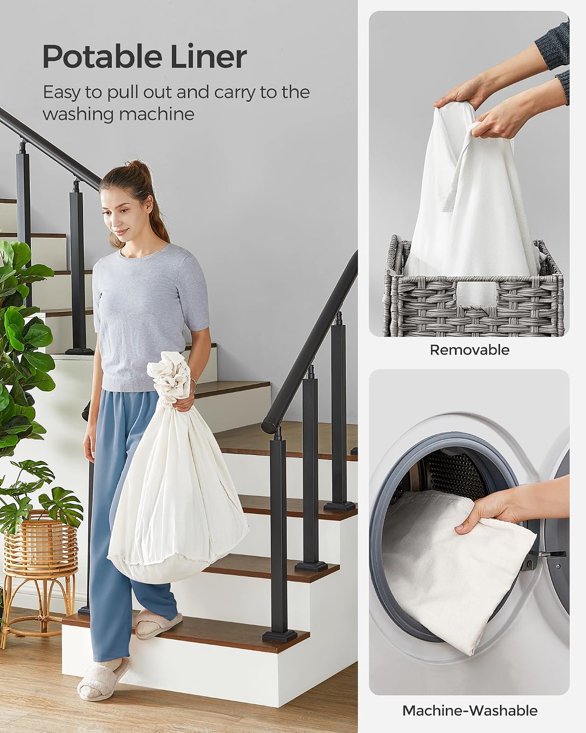 Rolling Laundry Basket / 140 L / Gray