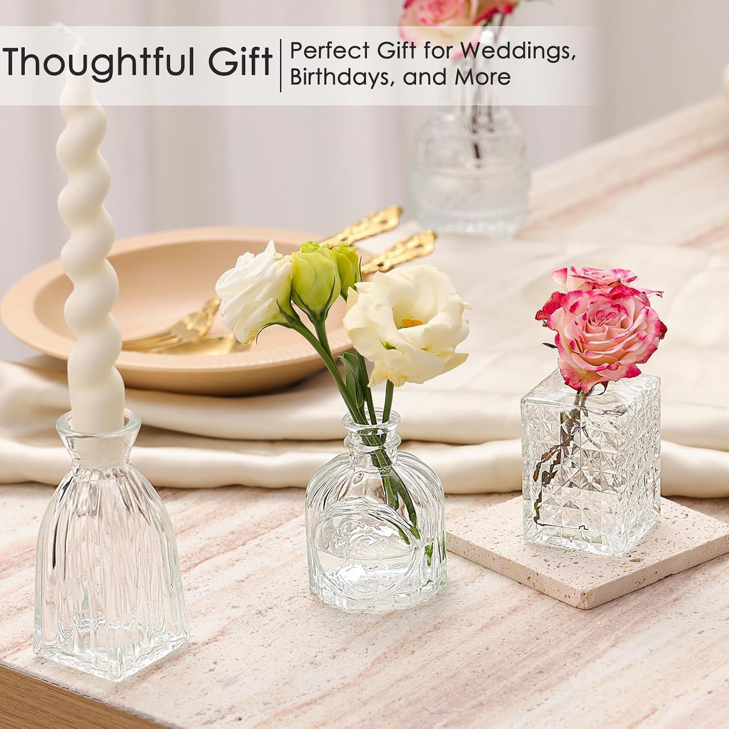 Glass Bud Vase Set / Clear / Set of 40