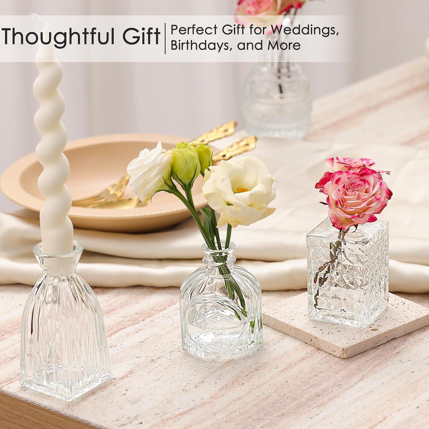 Glass Bud Vase Set / Clear / Set of 40