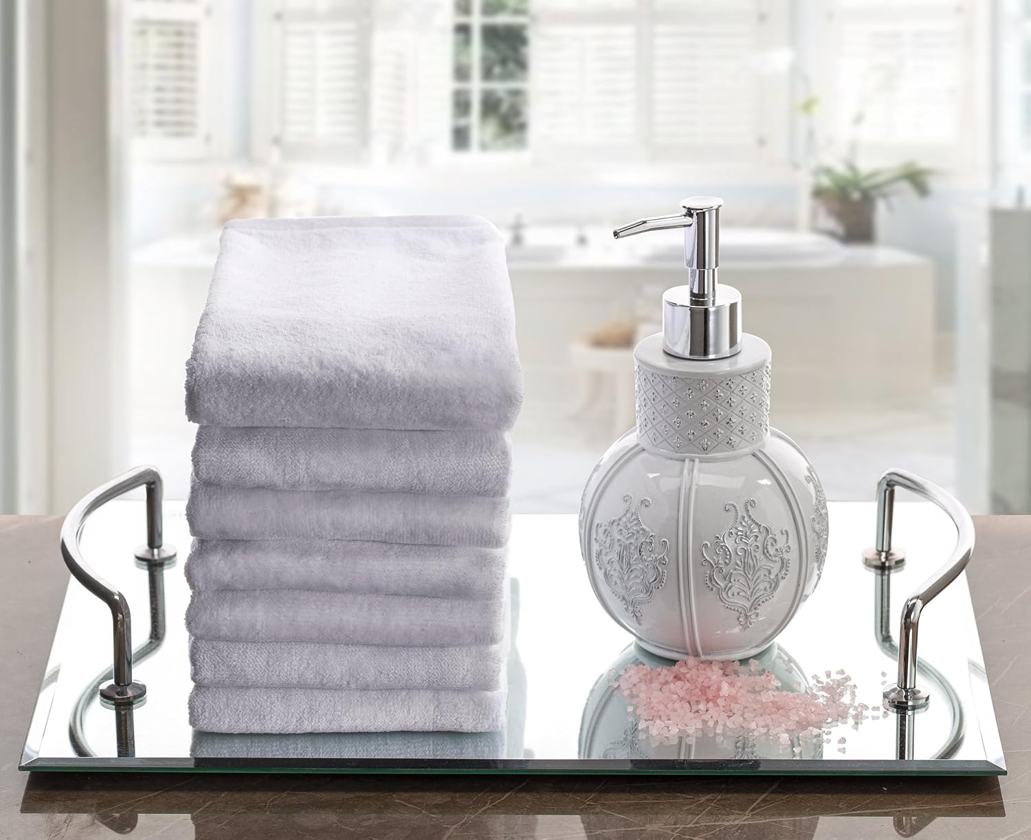 Creative Scents 100% Cotton Velour Fingertip Towels - 4 Pack 11 by 18 Inch – Decorative, Extra Absorbent and Soft Face