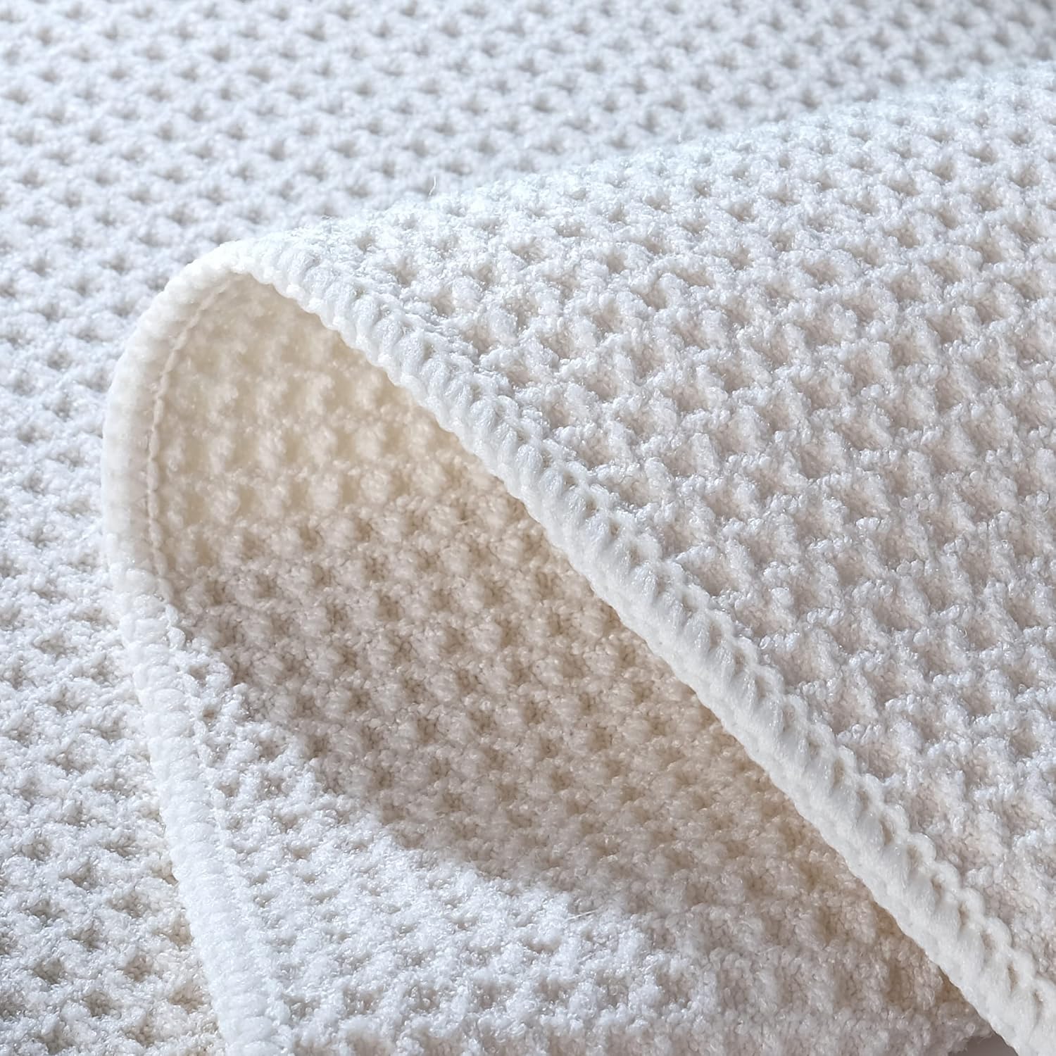 POLYTE 340 GSM Microfiber Waffle Kitchen Dish Tea Towel, 16x28 in, 12 Pack | Lint Free, Quick Dry