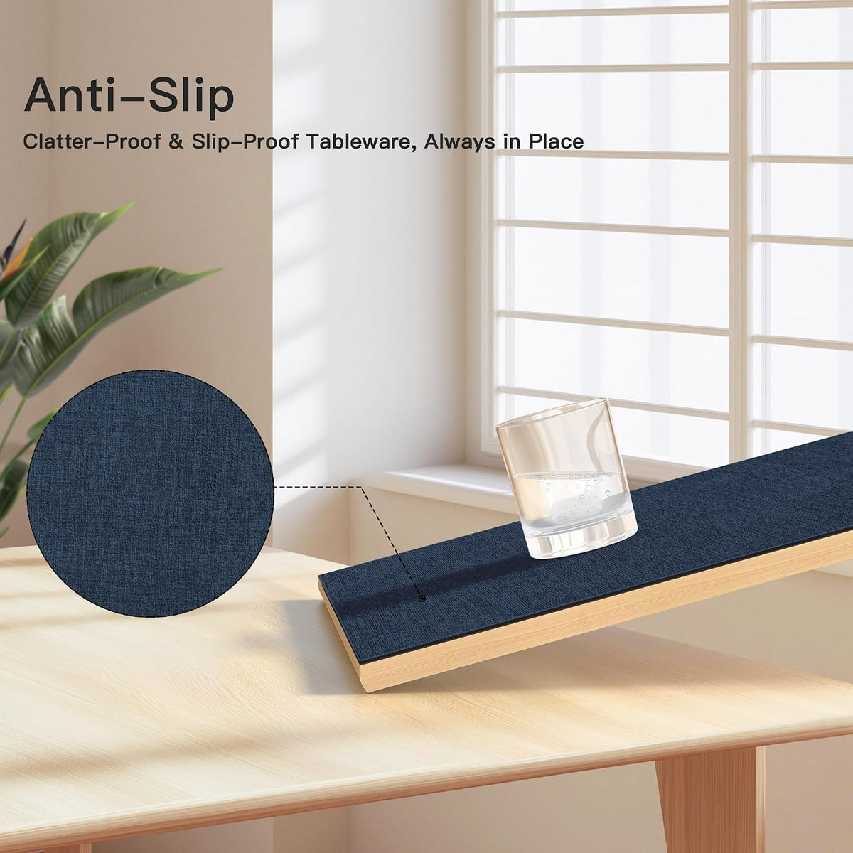 DOLOPL Placemats Set of 8, Reversible Faux Leather Place Mats, Navy Blue | Wipeable, Machine Washable, Heat Resistant