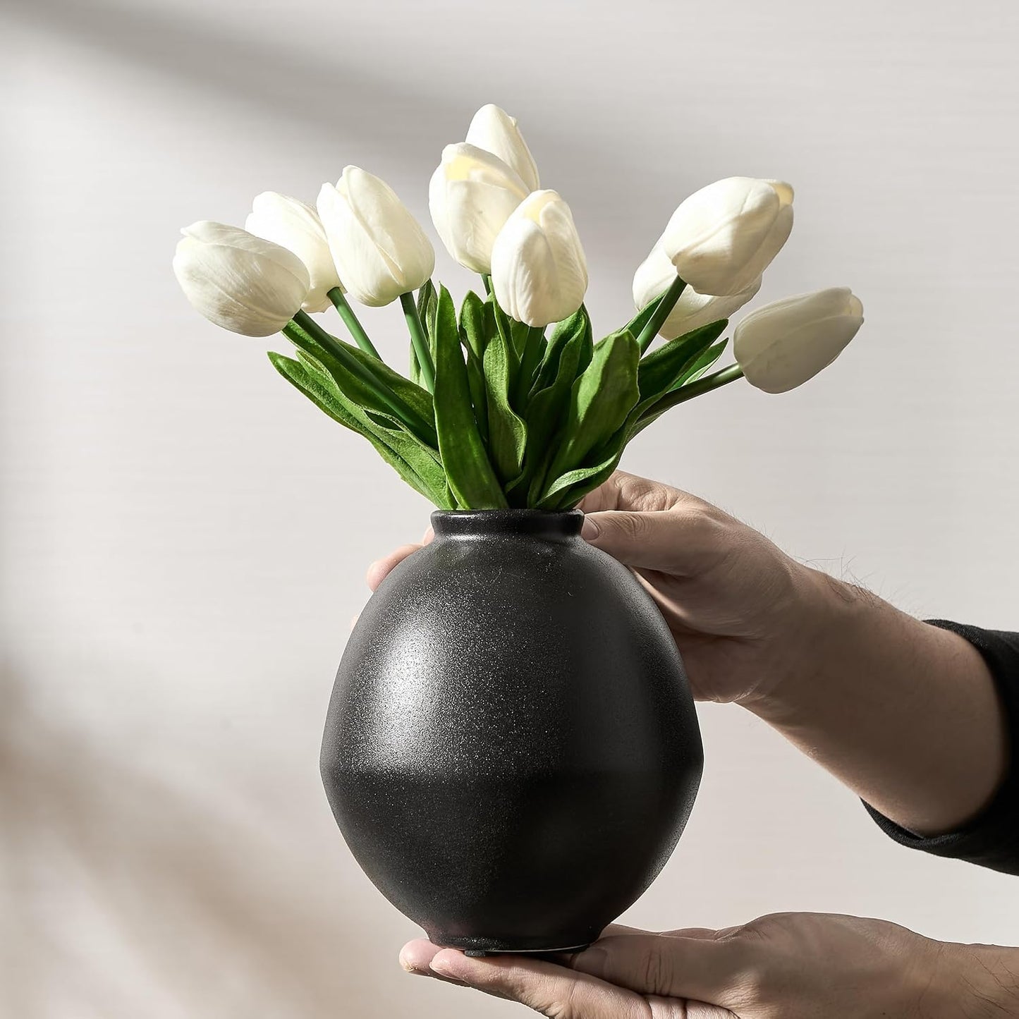Ceramic Flower Vase / Metallic Black- 5.75 / 5.8 Inch