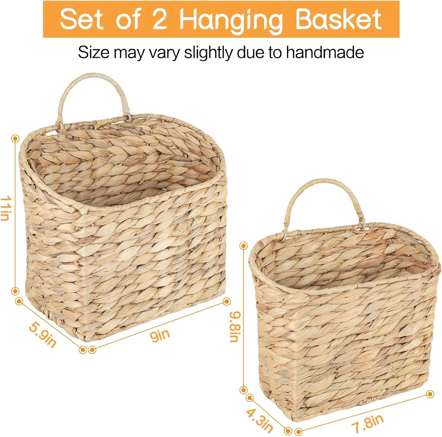 Wicker Hanging Baskets Water Hyacinth / Natural / Set of 2