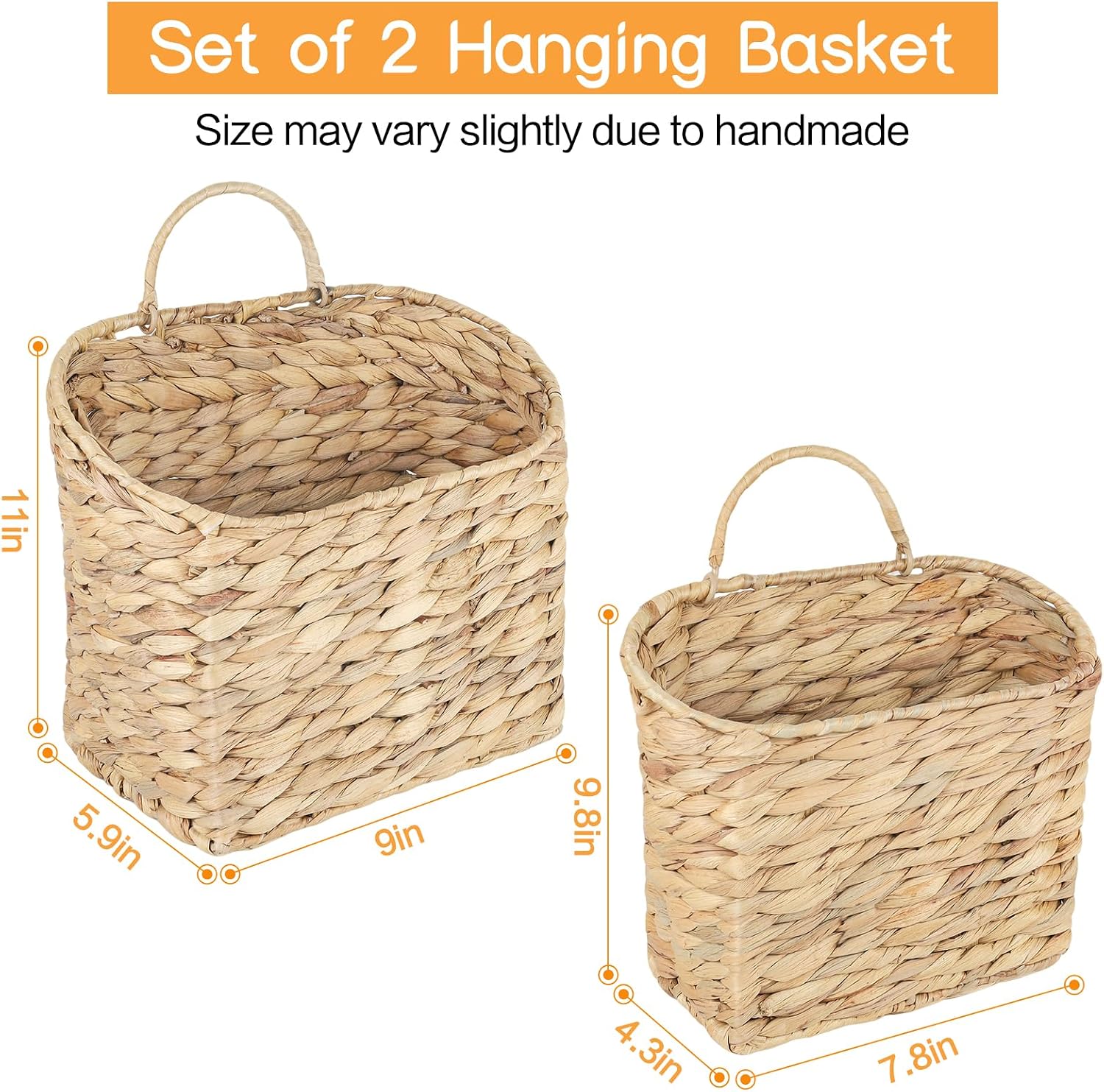 Wicker Hanging Baskets Water Hyacinth / Natural / Set of 2