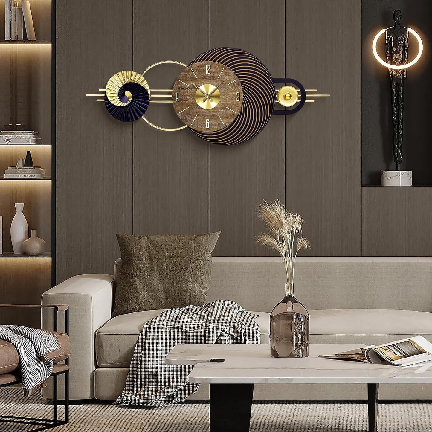 39x16 Inch Oversized Wall Clock Battery Operated, Modern Statement Decor | Quiet Movement, Easy to Read Display, Ideal