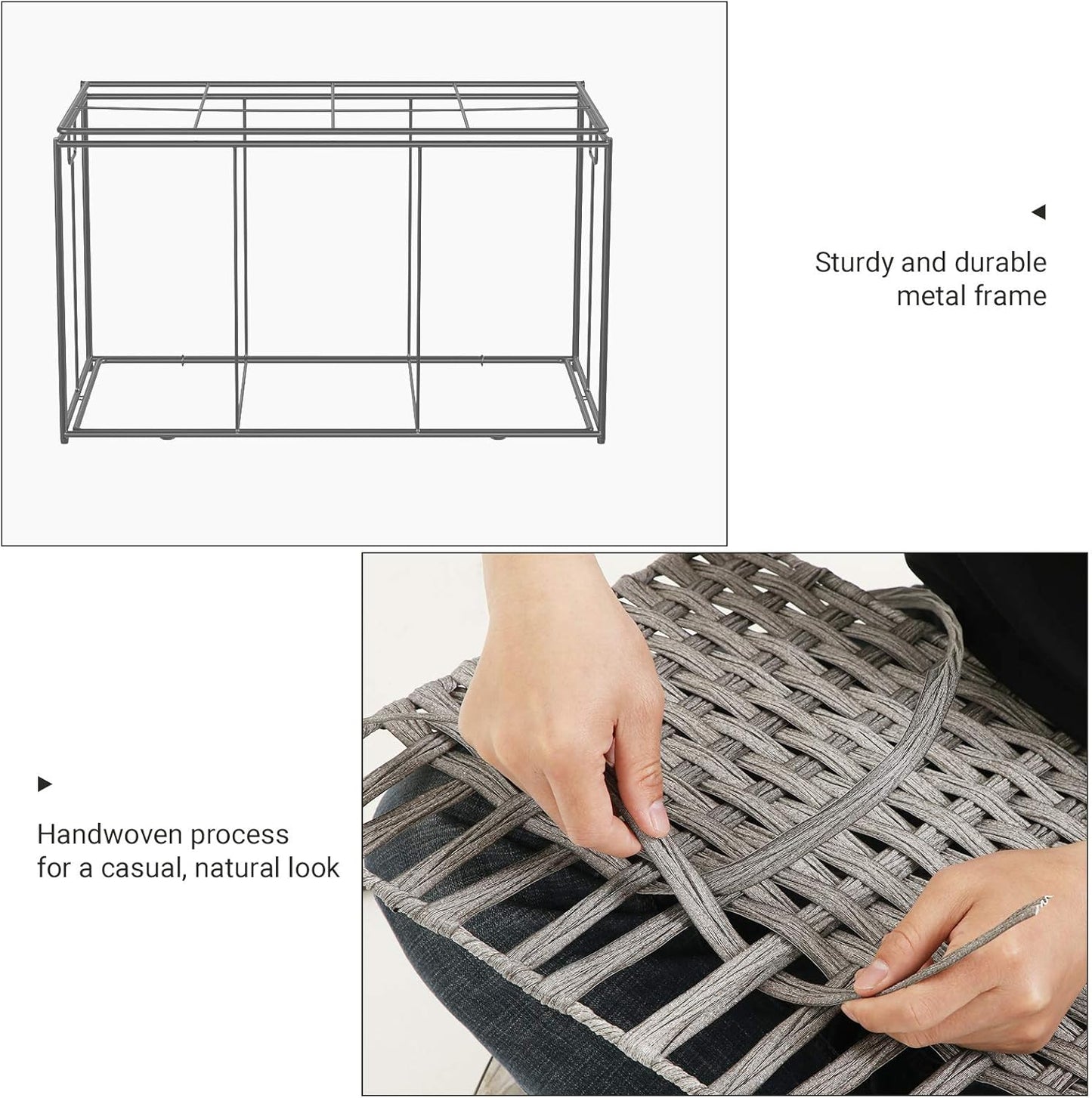 Metal Frame / Woven Blanket Storage Bin / 160 L / Gray