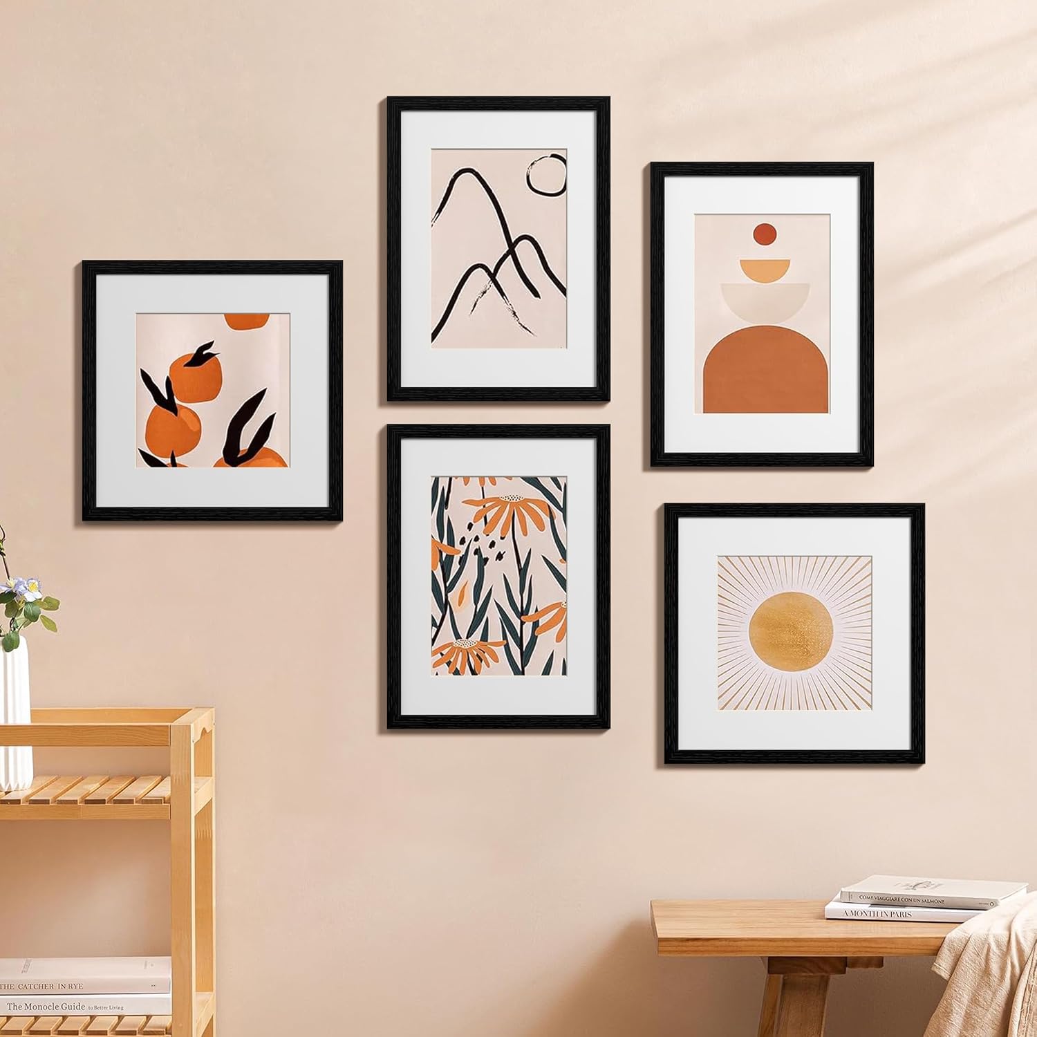 eletecpro 12x12 Picture Frames, Acrylic Cover, Black, Set of 10 | Display Photo 8x8 with Mat or 12x12 without, Wall