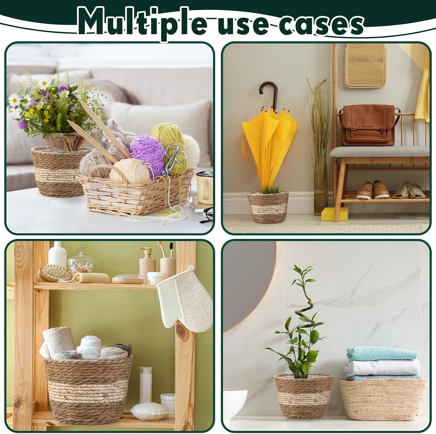 Seagrass Planter Basket Flower Pots Cover Plant Baskets Hand Woven Plant Basket / Novel / Set of 6
