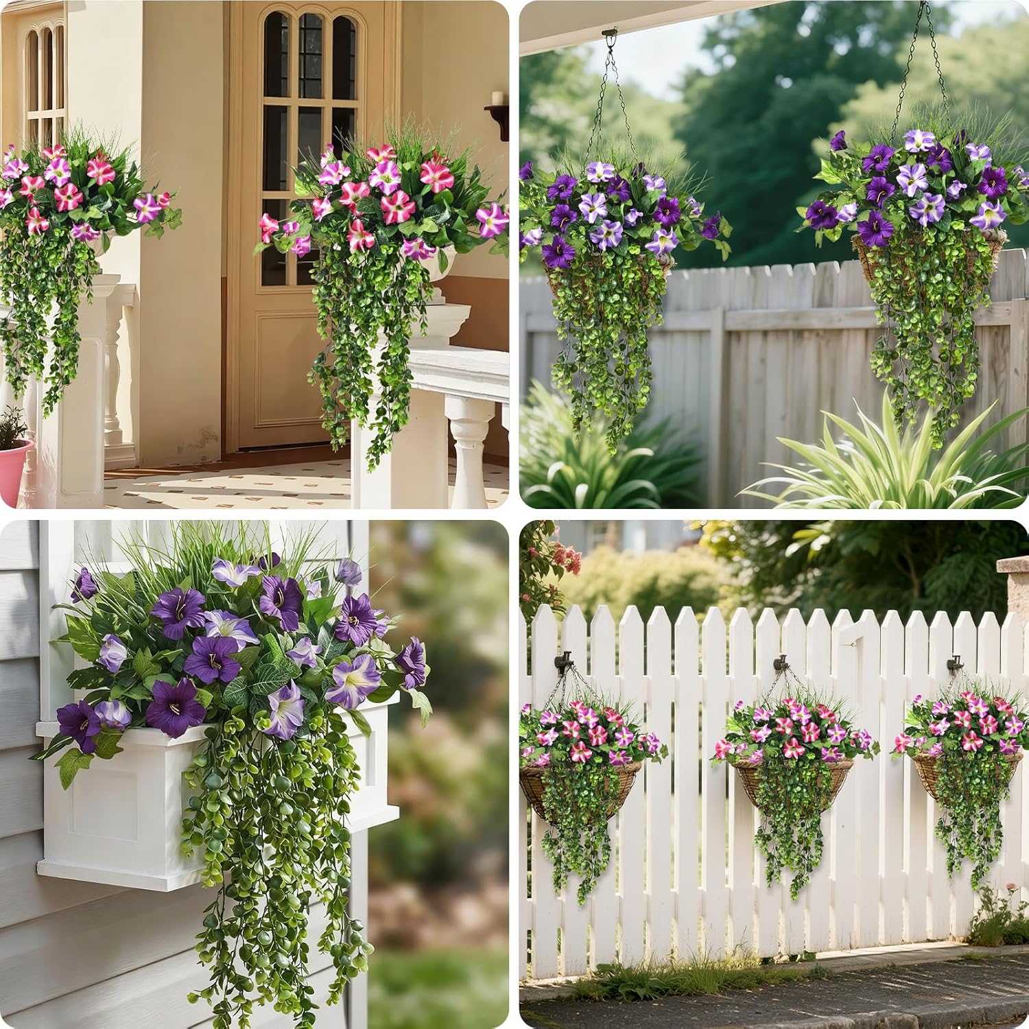 Fake Hanging Fake Eucalyptus Leaves UV Resistant / Photos Ivy Vines / Plants / 2.7 Inch / Set of 4