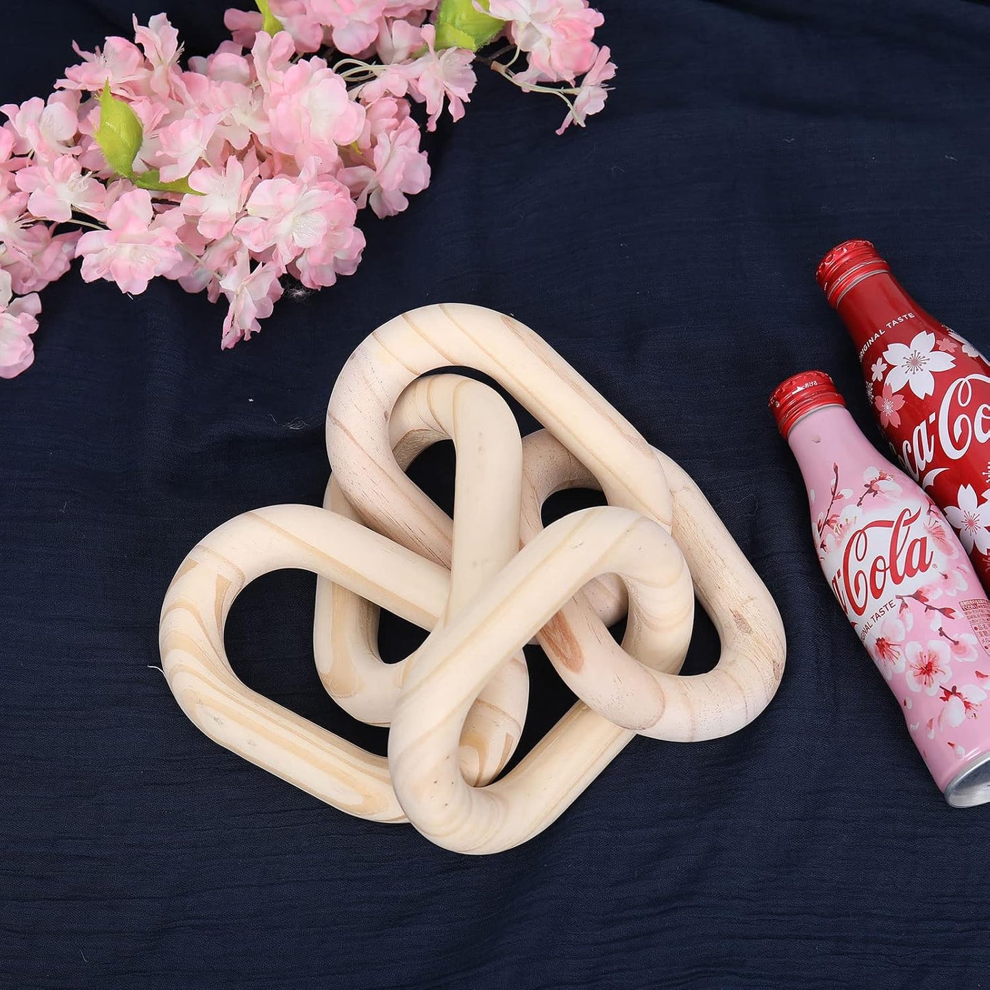 Wood Chain Link Decor boho- Hand Carved Decorative Wooden Chain / Natural