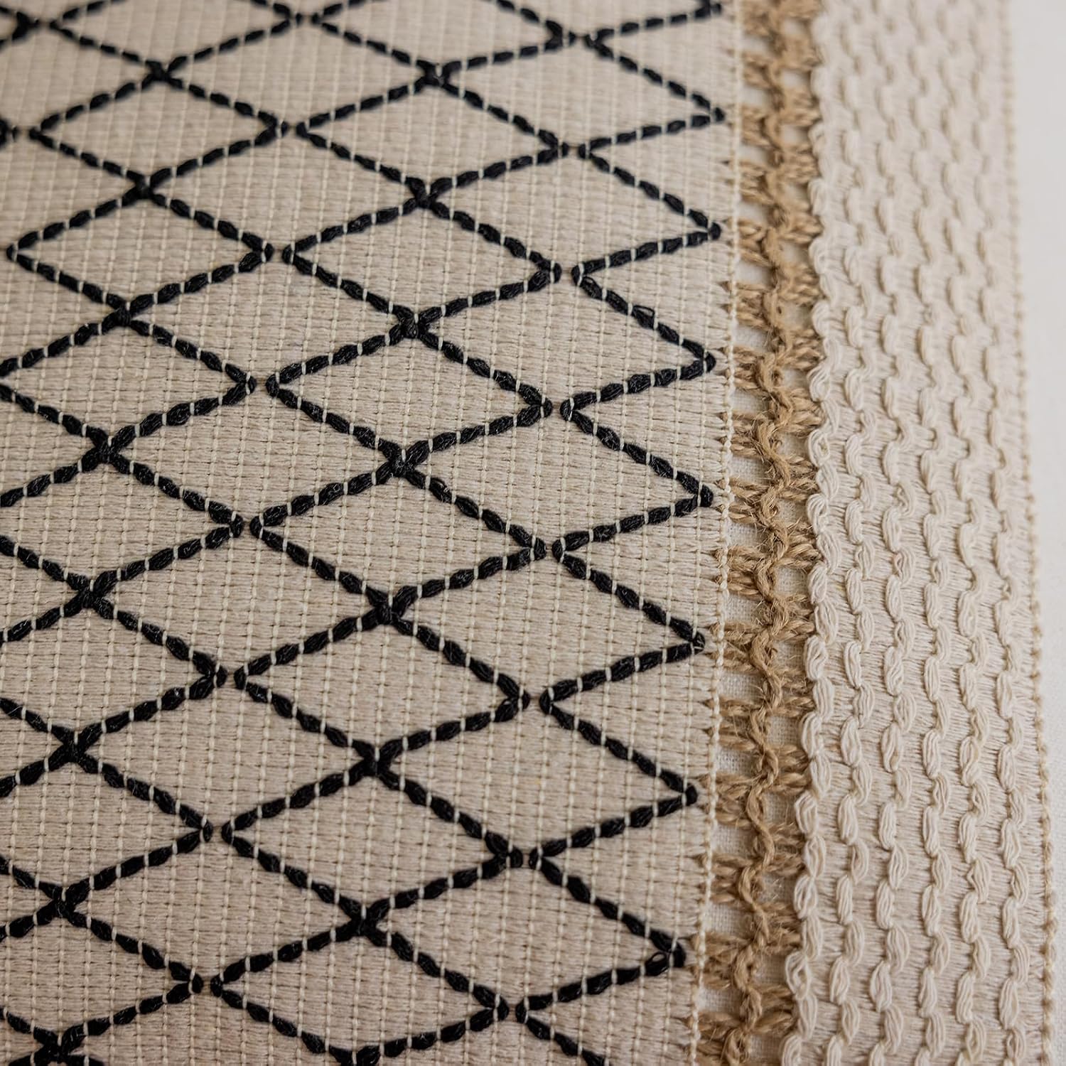 Tassels Soft Farmhouse Neutral Pillow Covers / 20 x 12 / Black Diamond