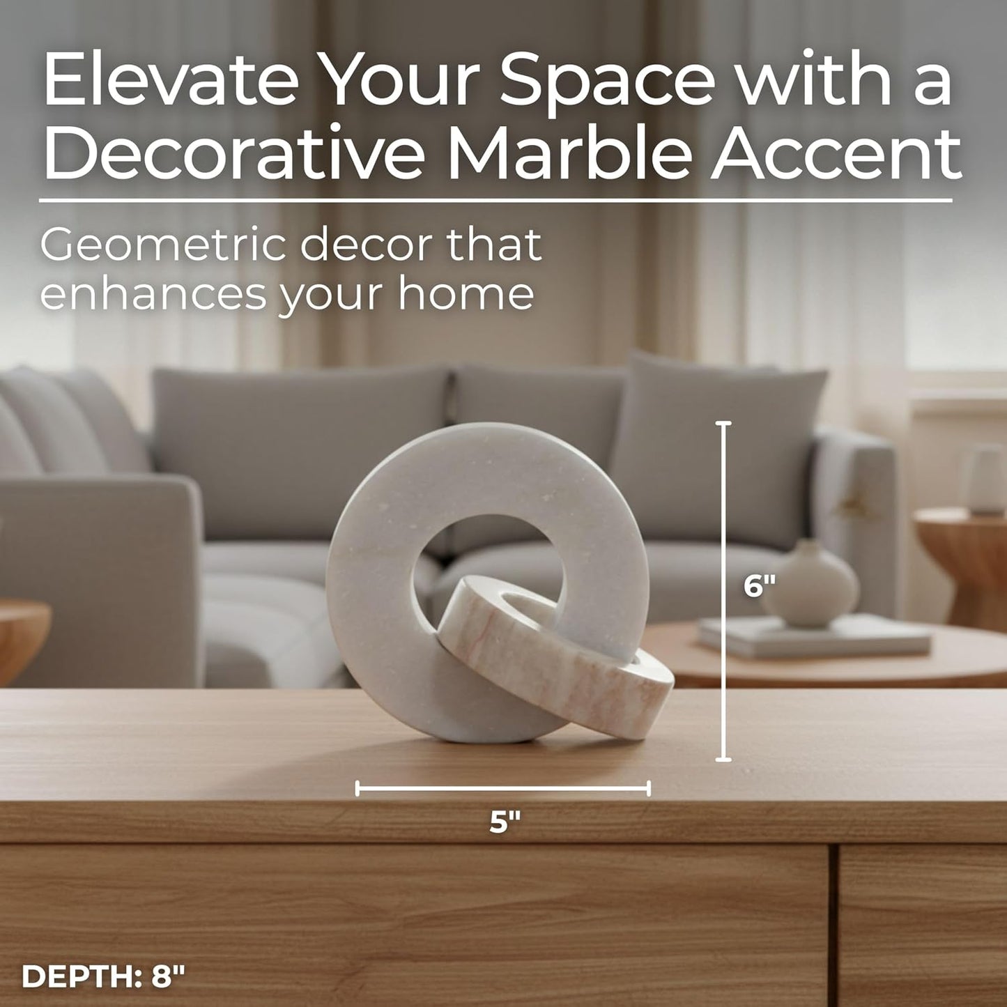 Modern Shelf Sculpture and Office Accents / 6.0" H / White