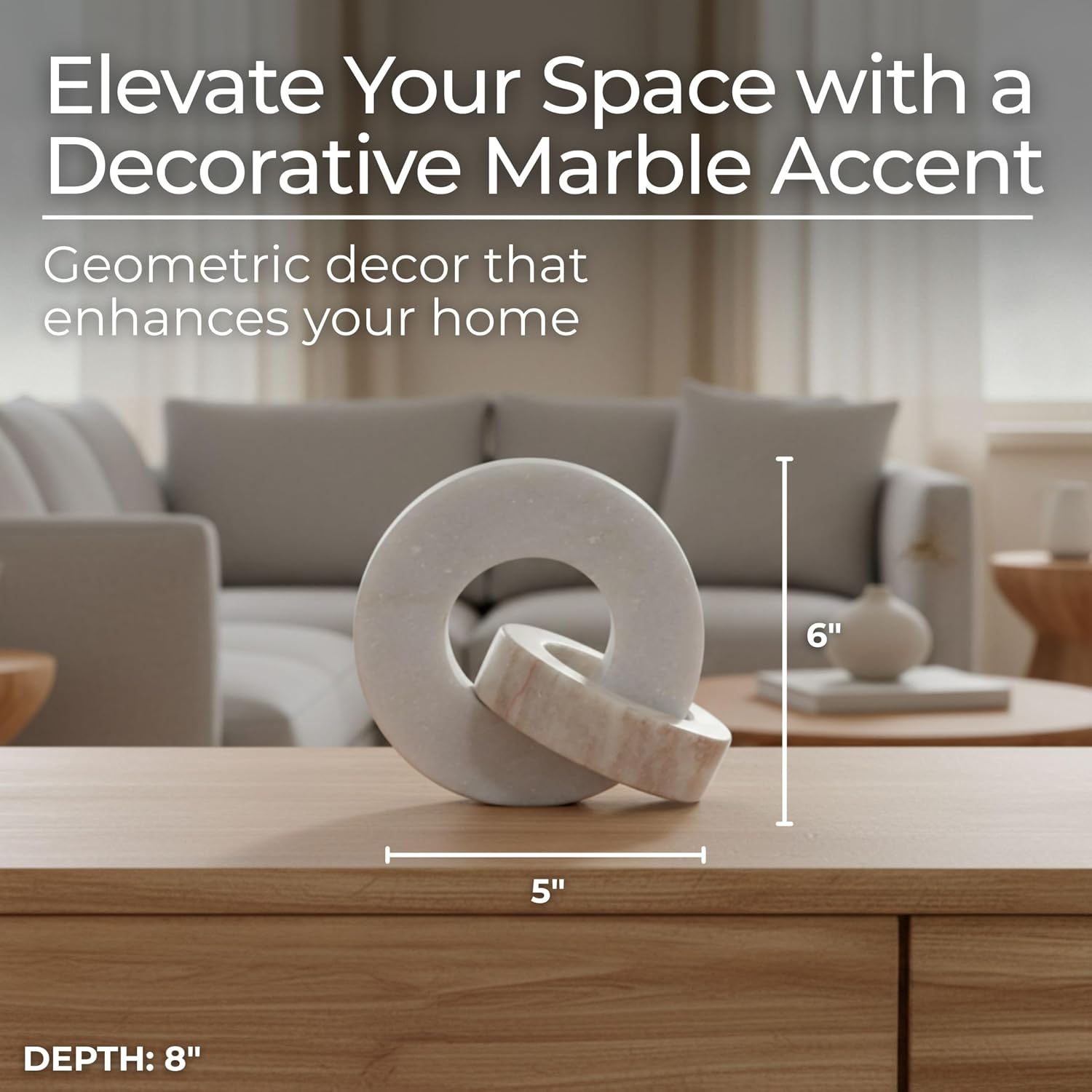 Modern Shelf Sculpture and Office Accents / 6.0" H / White