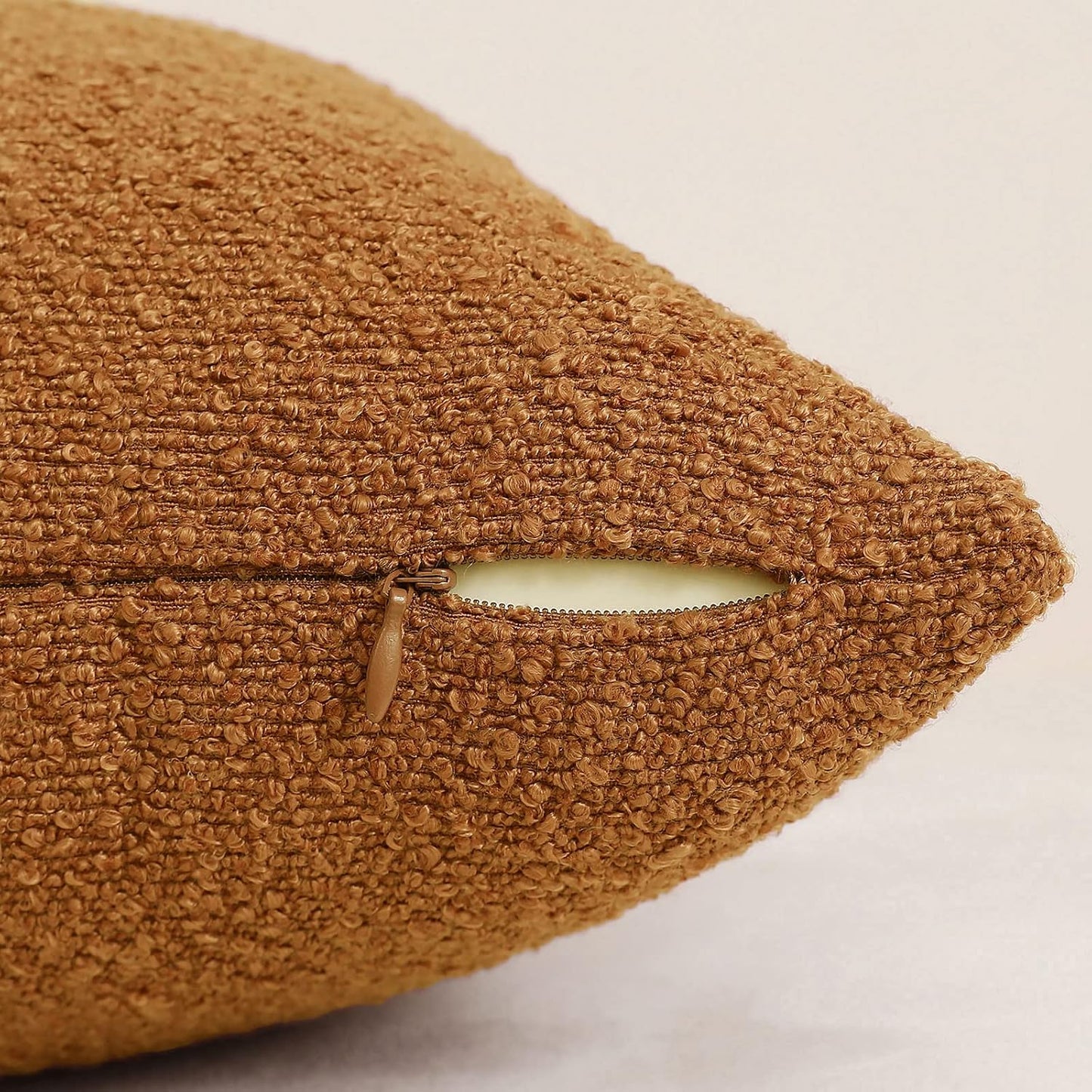 Decorative Long Lumbar Thick Throw Pillow Covers Fine Textured Boucle Couch / Amber Yellow / 36 x 14