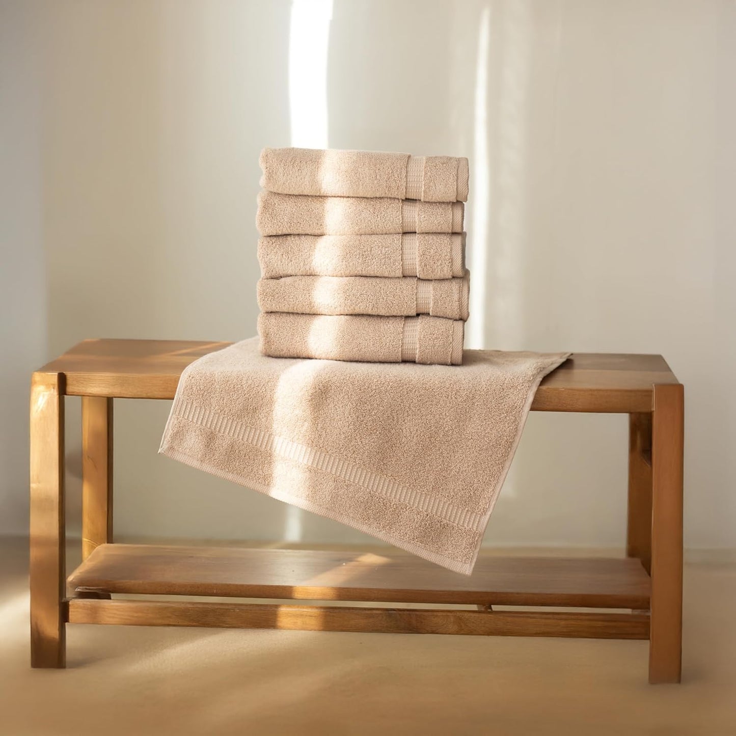 SALBAKOS 6-Piece 100% Turkish Cotton Hand Towels, 16x30 inch, Taupe | Large Size Thick Super Soft Highly Absorbent