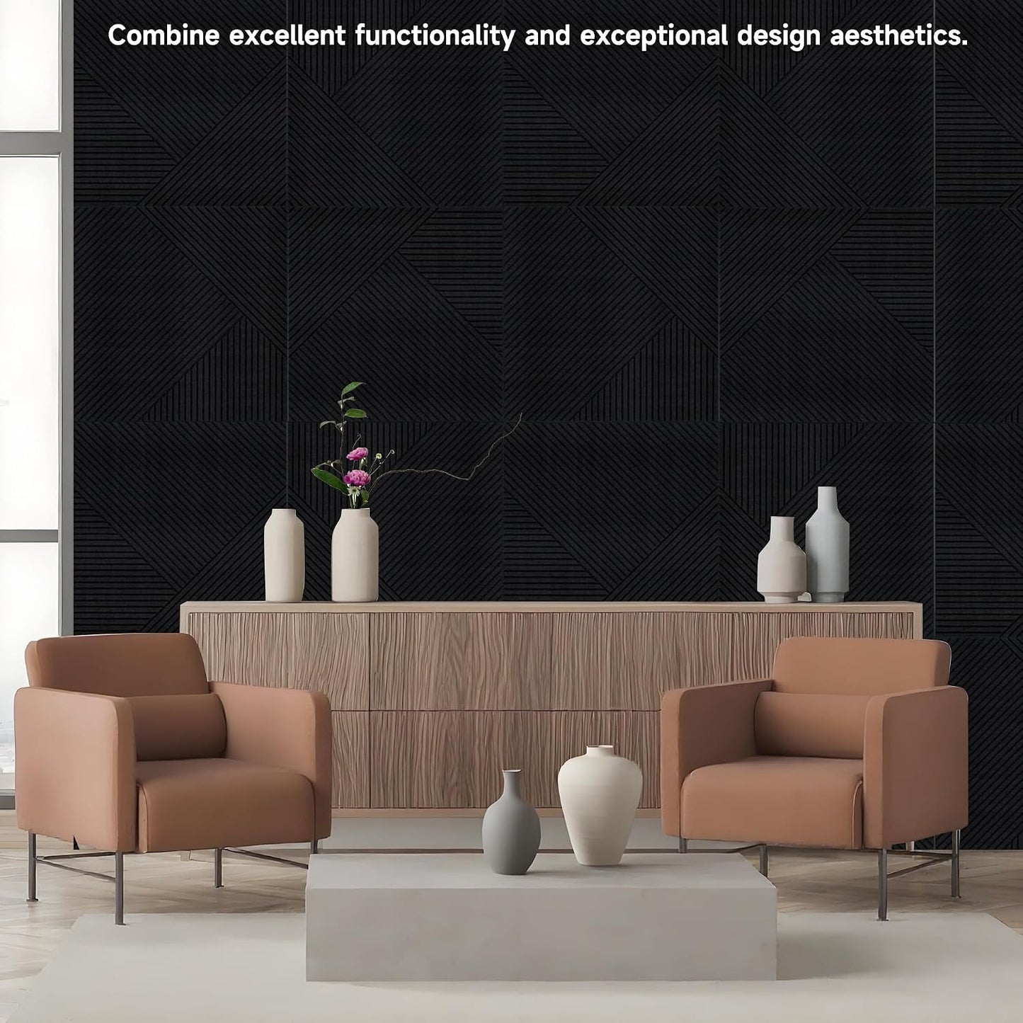 Self-Adhesive Sound Proof Panel 3D Decorative Wall / Black / Set of 6