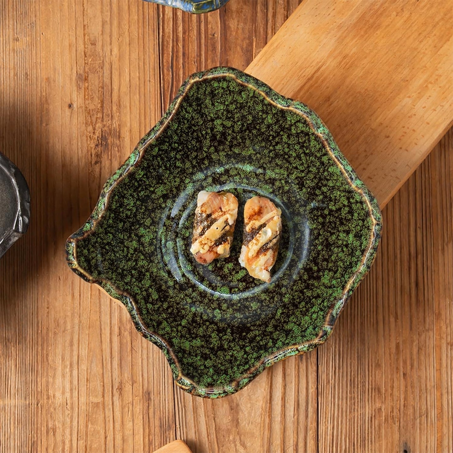 8" Small Ceramic Decorative Bowl 1 Pice / Green Reactive Glaze