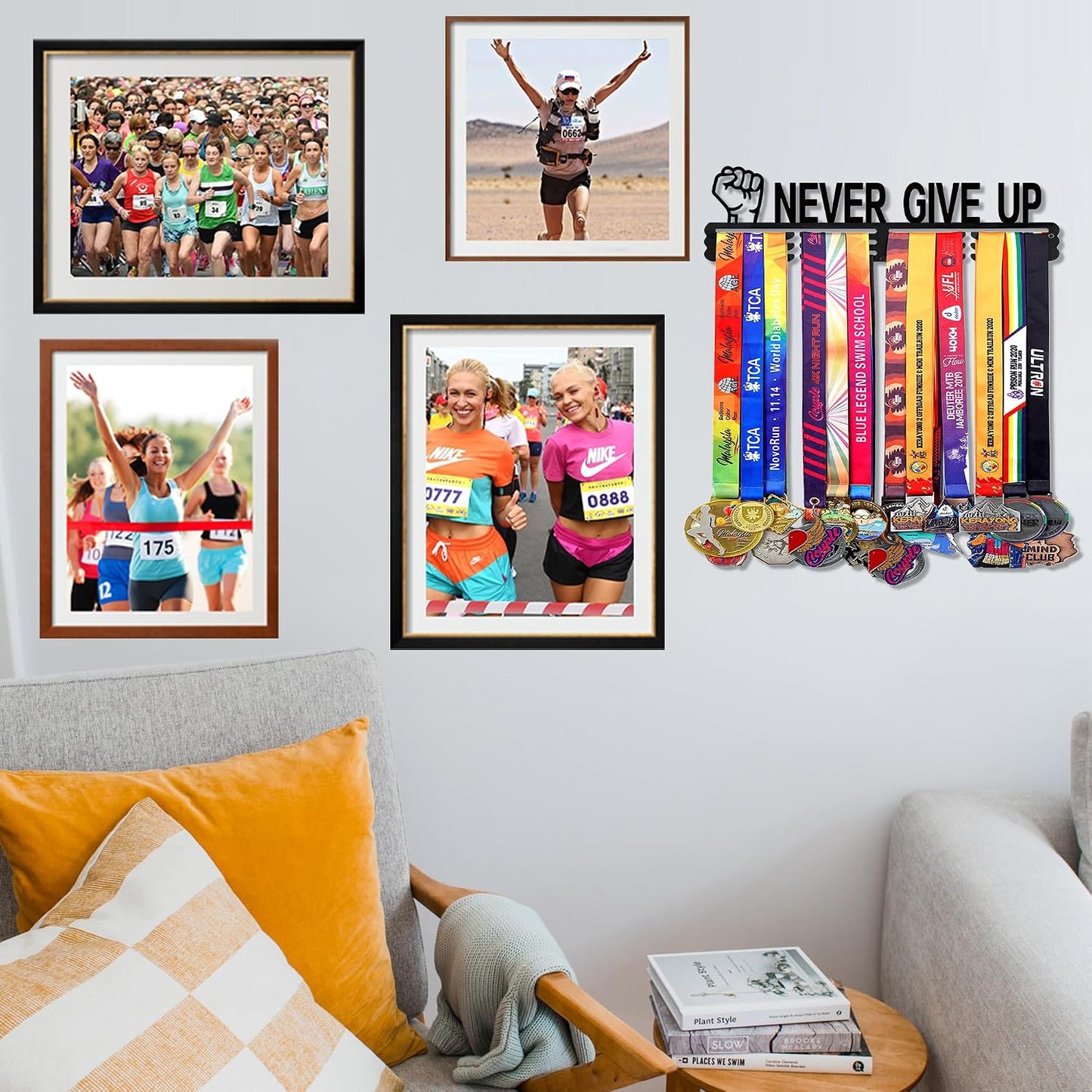 Goutoports Medal Hanger Display Rack - Personalized Award Ribbon Organizer for Sports Race Runner Gymnastics Plaques