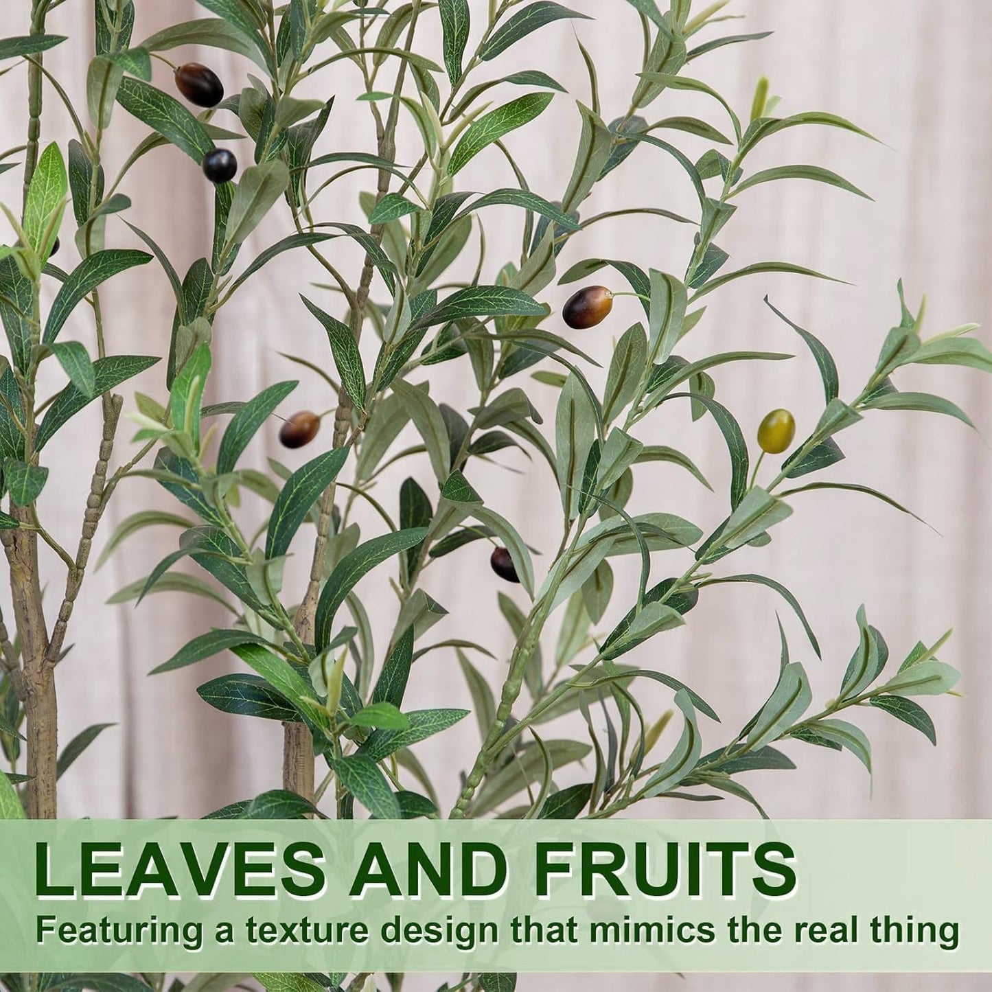 Artificial Olive Tree Indoor Tall Faux Olive Trees / 6FT / Black / 6 Inch