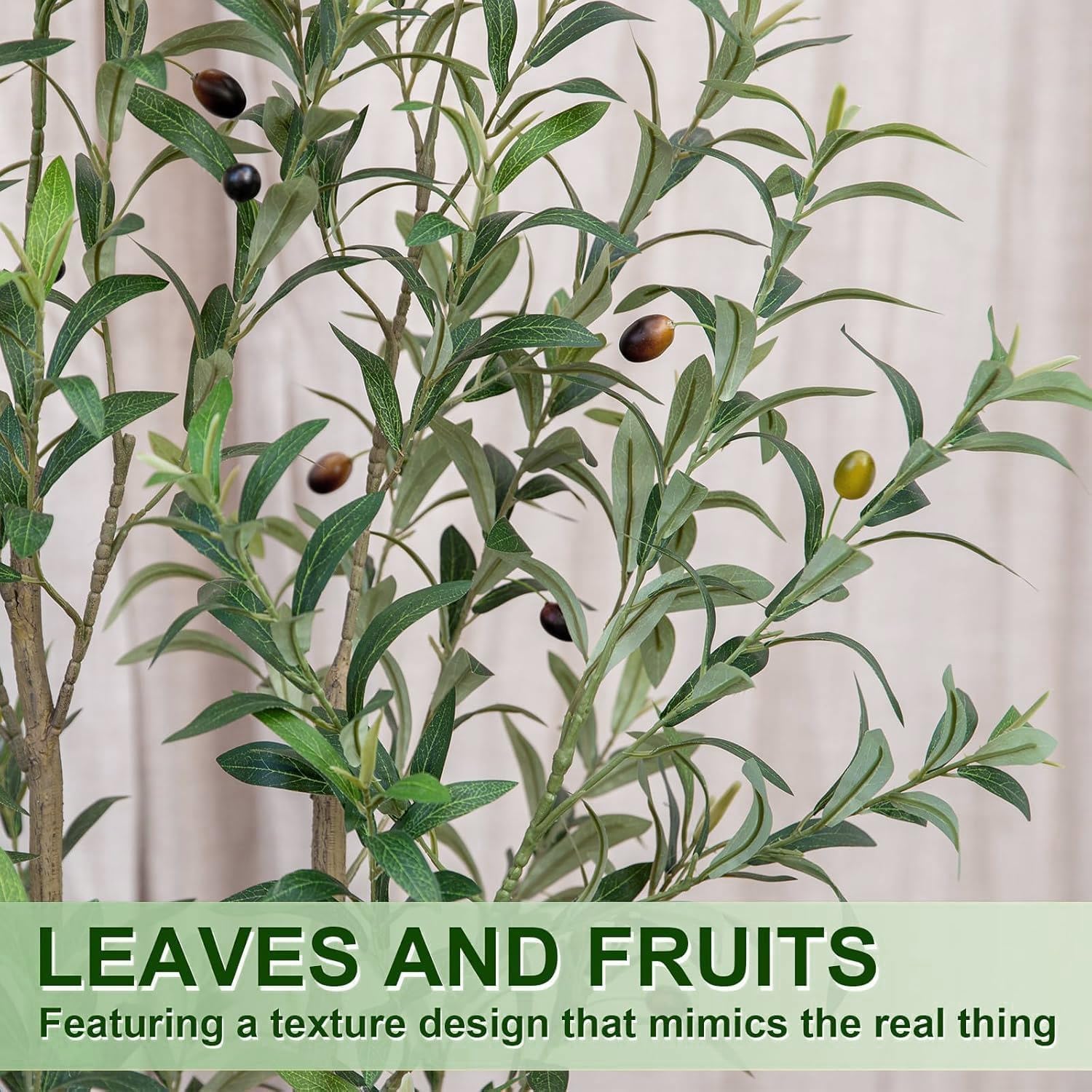 Artificial Olive Tree Indoor Tall Faux Olive Trees / 6FT / Black / 6 Inch