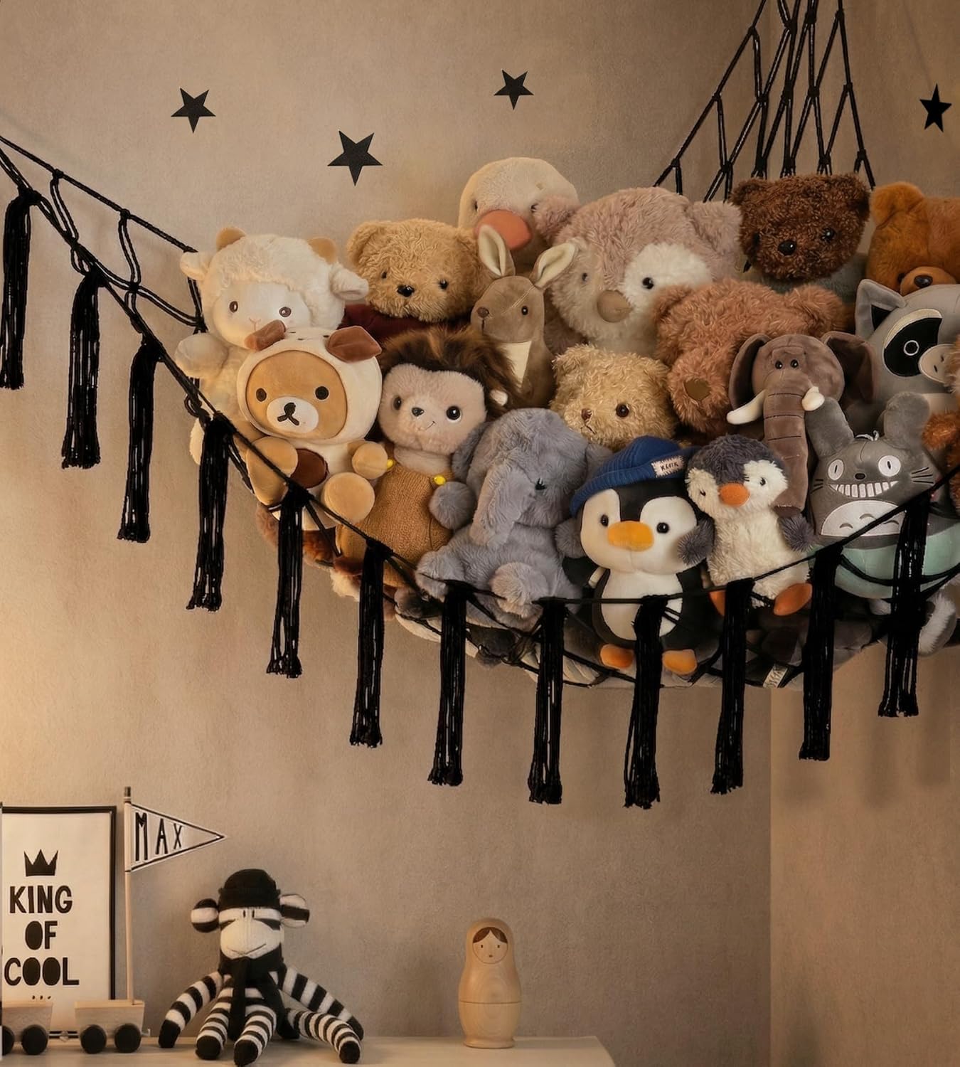 Stuffed Animal Storage Hammock or Net Corner / Standard / Black