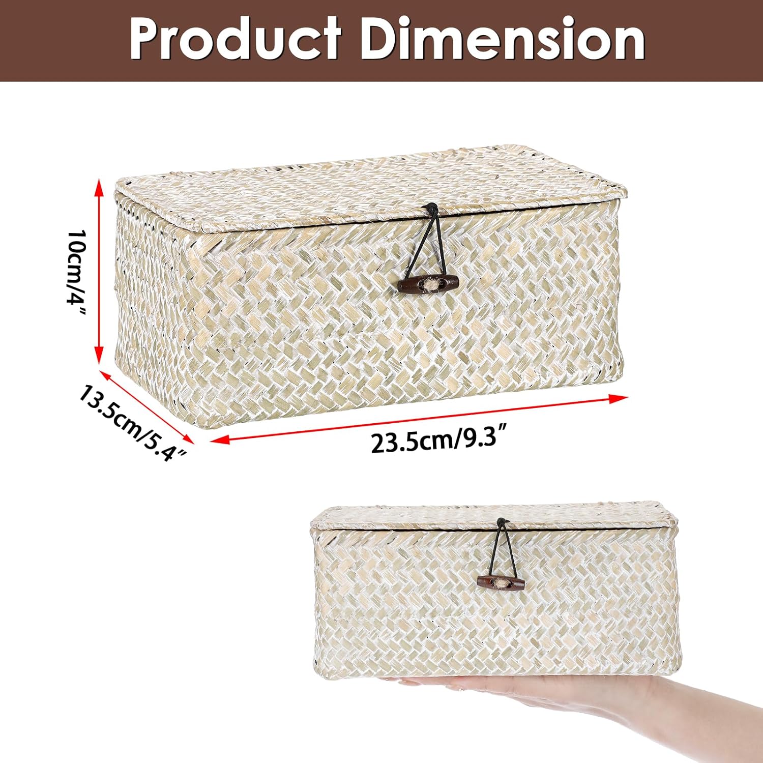 Wicker Basket / Wicker Storage Basket / Whitewash / Small
