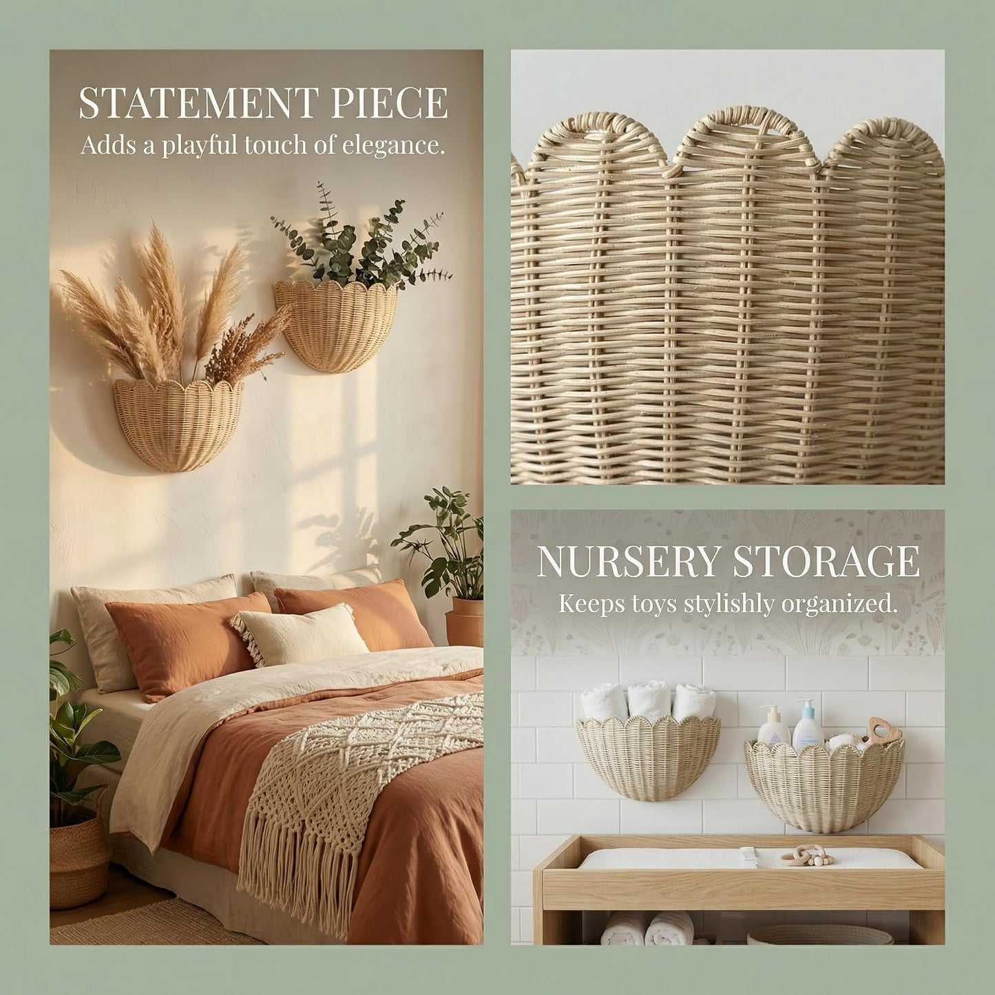 woven wall baskets / 16 x 10 x 7 / Set of 2