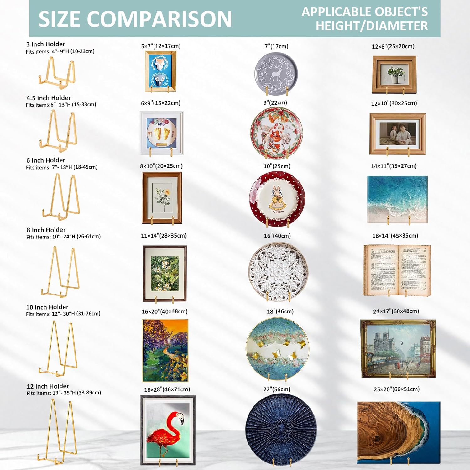 Metal Plate Stands for Display / 3 Inch-4 / Gold / 3 Inch