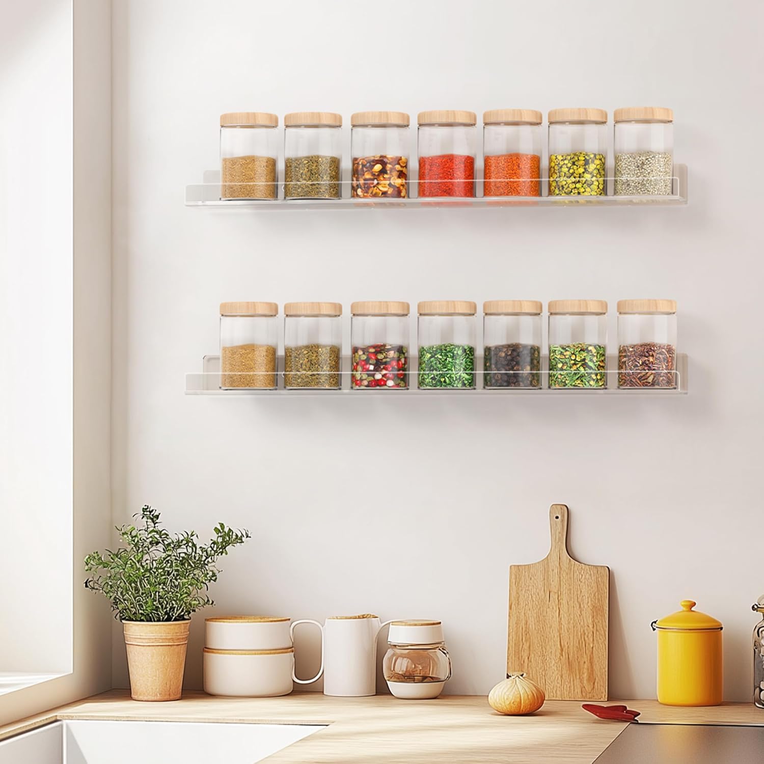 HBlife 24 Inches Floating Shelves Wall Mounted Clear Acrylic Shelves for Figures, Invisible Floating Bookshelf for Kids