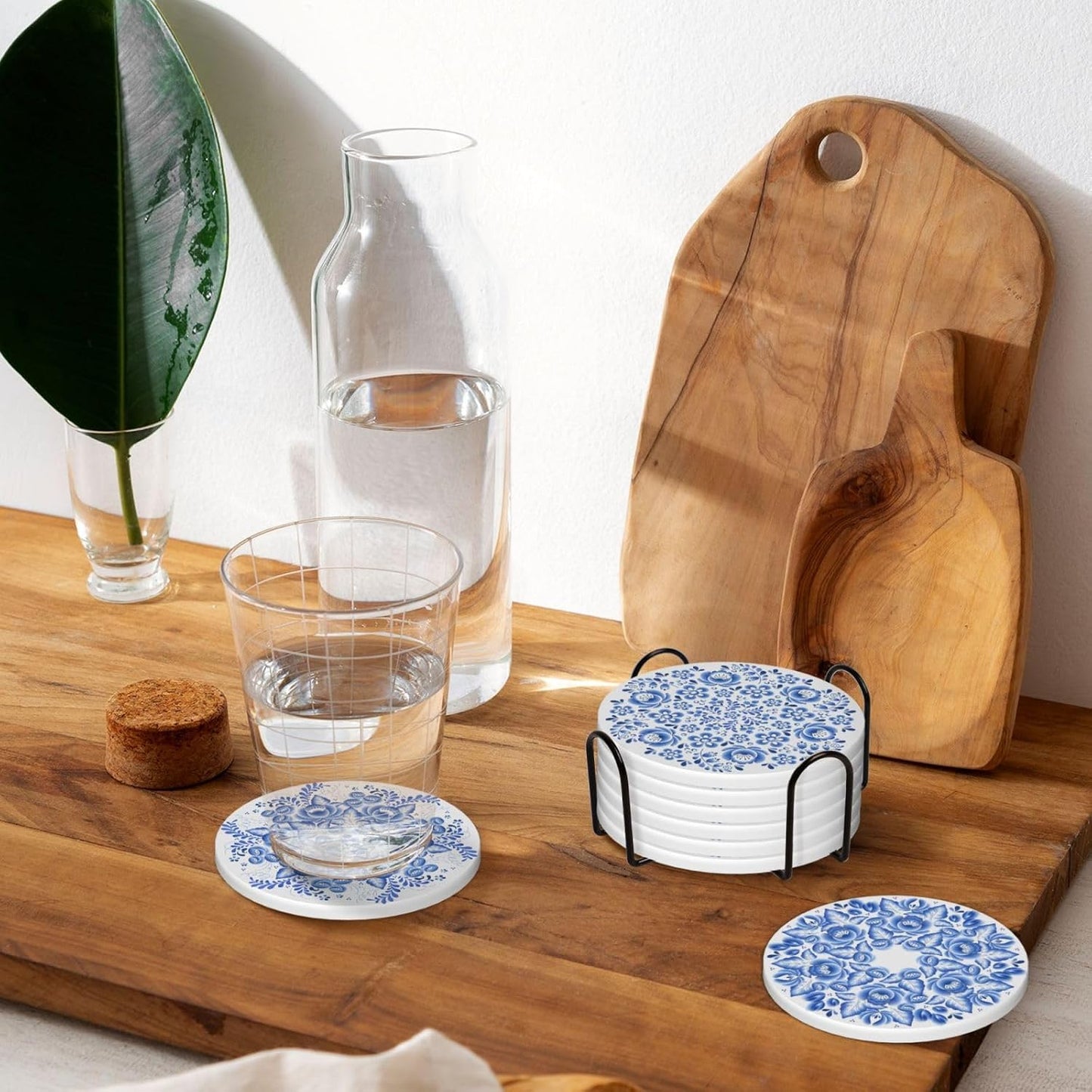 Blue and White Flower Style Ceramic Drink Coaster / Blue and White Flower-6