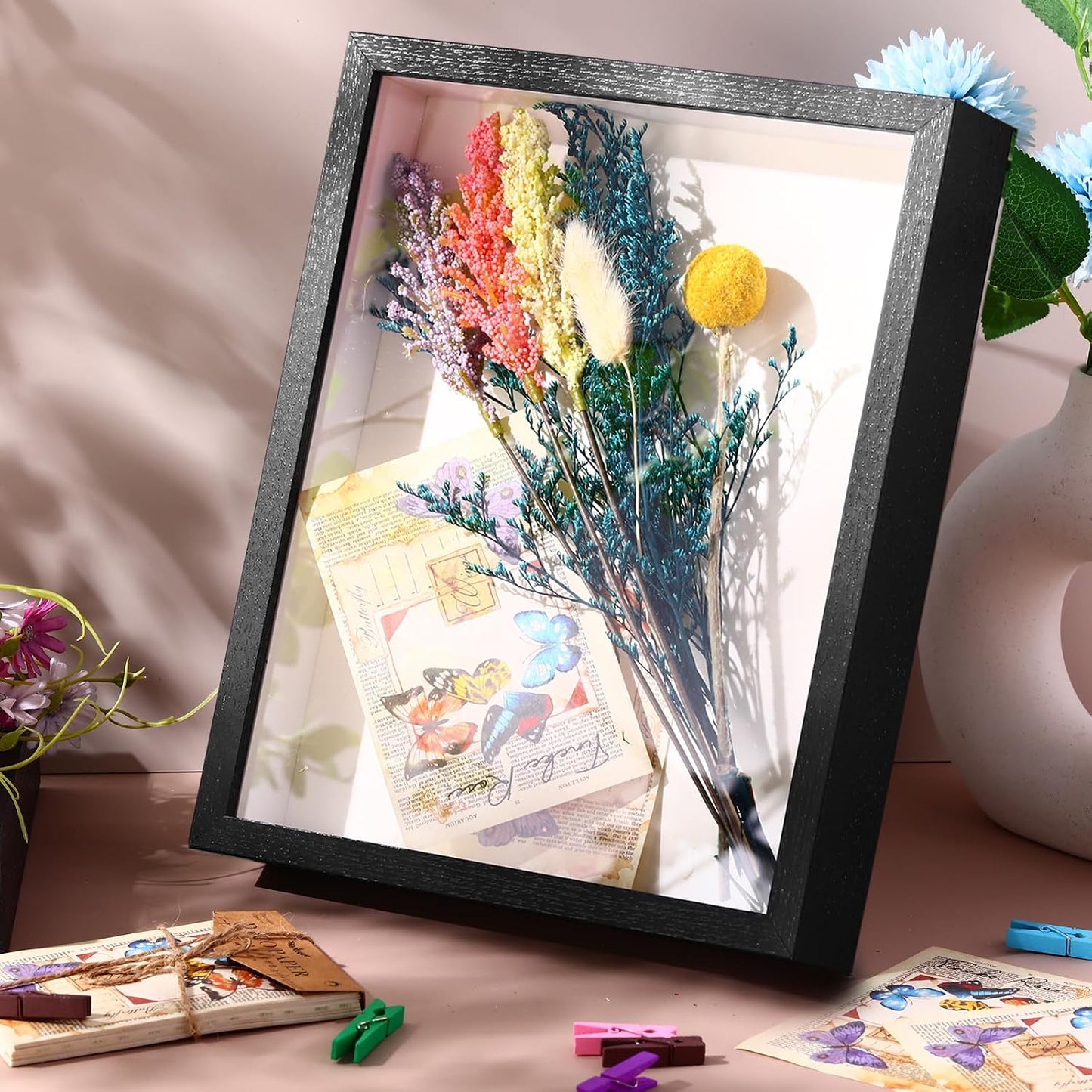 Ripeng 16 Pack 11 x 14 Inch Shadow Box Frame Display Cases, Deep Picture Frames for Wedding Bouquet Preservation
