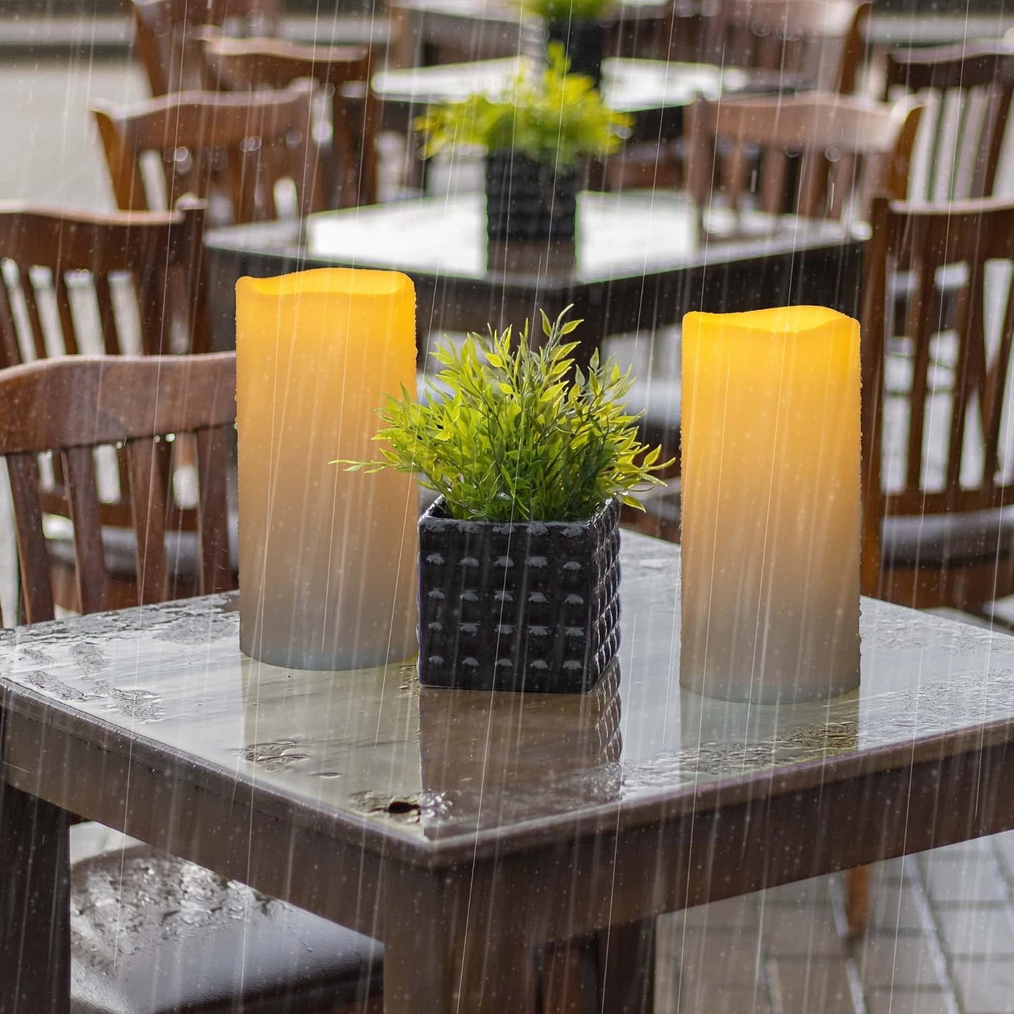 10" x 5" Waterproof Outdoor Flameless Candles Battery Operated LED Flickering Pillar Candles with Remote and Timer for