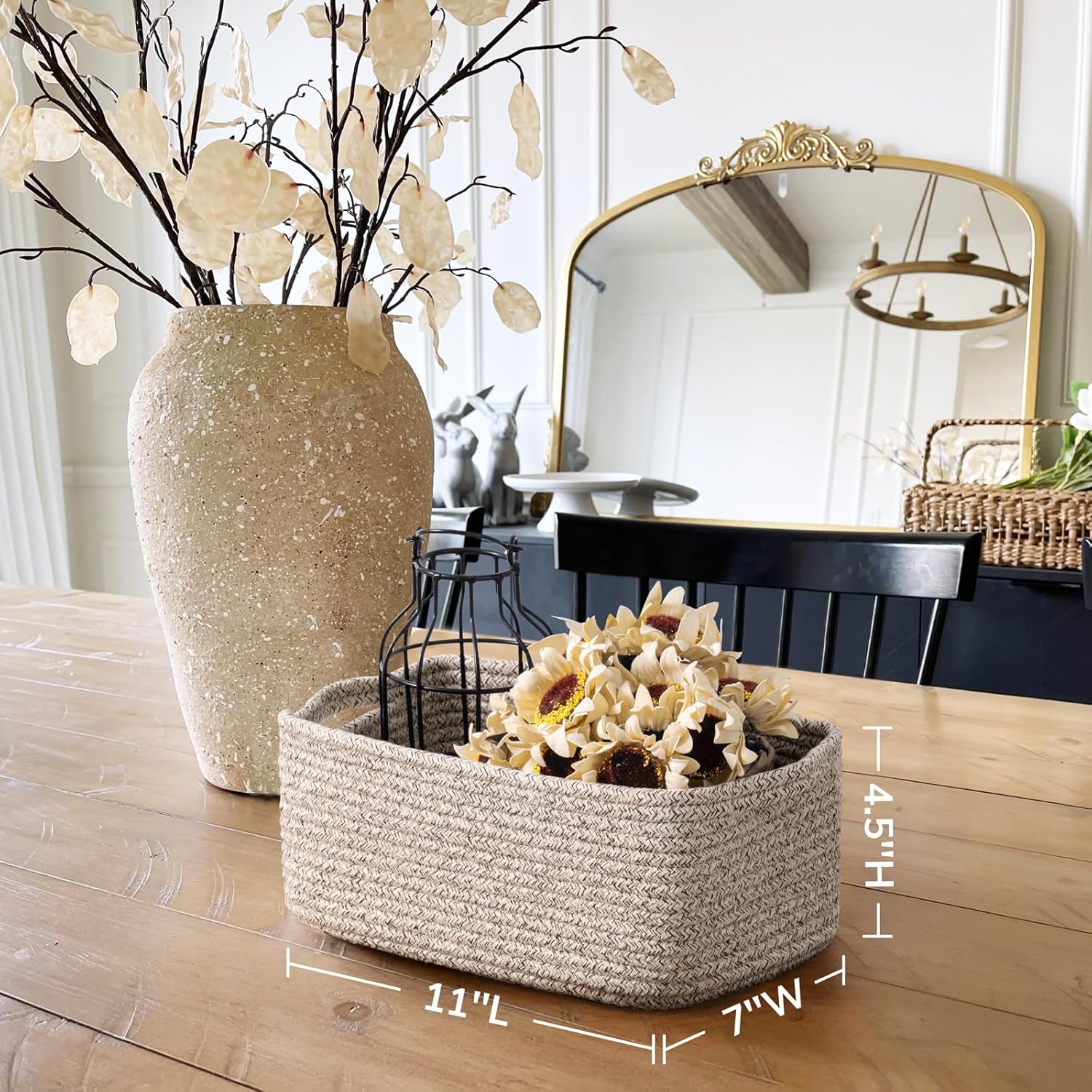 Storage Basket / Baskets for Gifts / White & Brown / Small / Set of 3