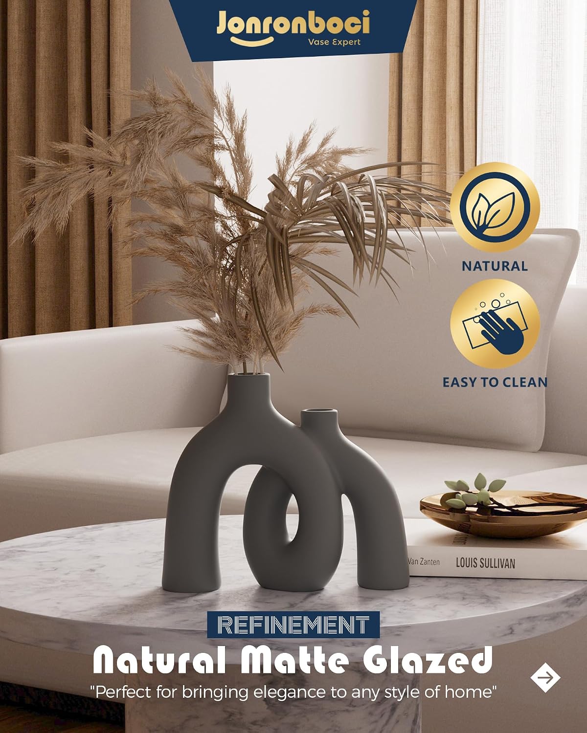 Dark Modern Minimalism Industrial Style Vases Home Decor / Gray