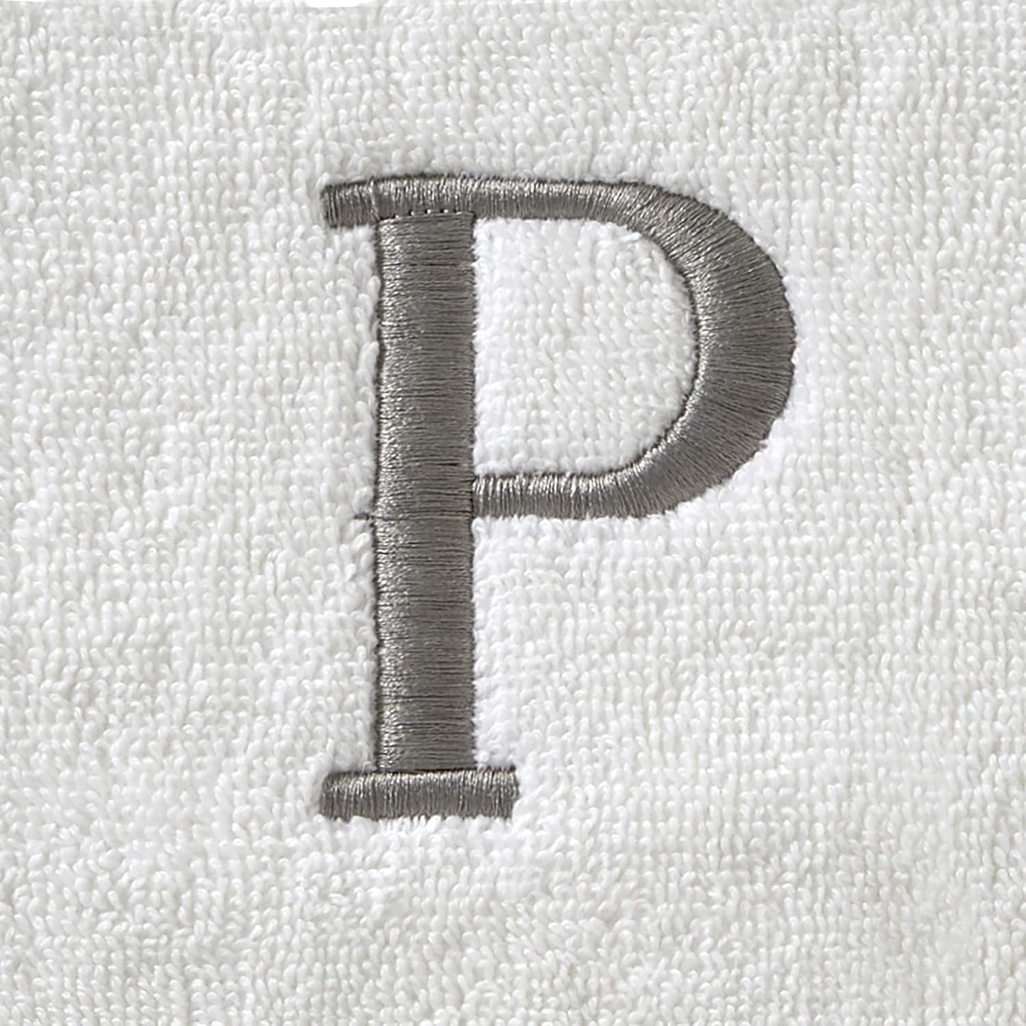 SKL Home Casual Monogram Hand Towel Set-2pc, Embroidered P, White | Available in letters A-Z. Personalized style for