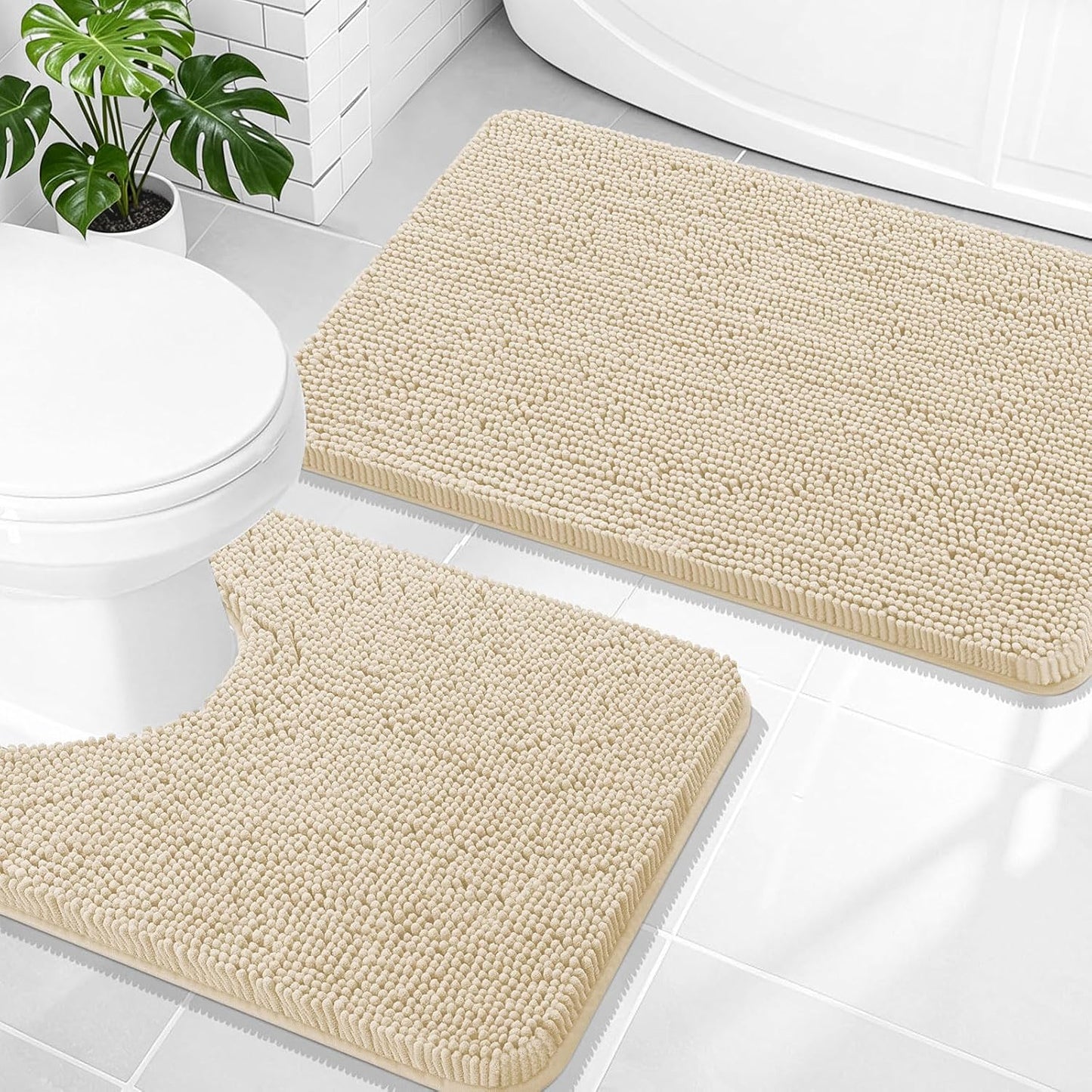 OLANLY Bathroom Rugs 34x21, Extra Soft Absorbent Chenille Bath Rugs