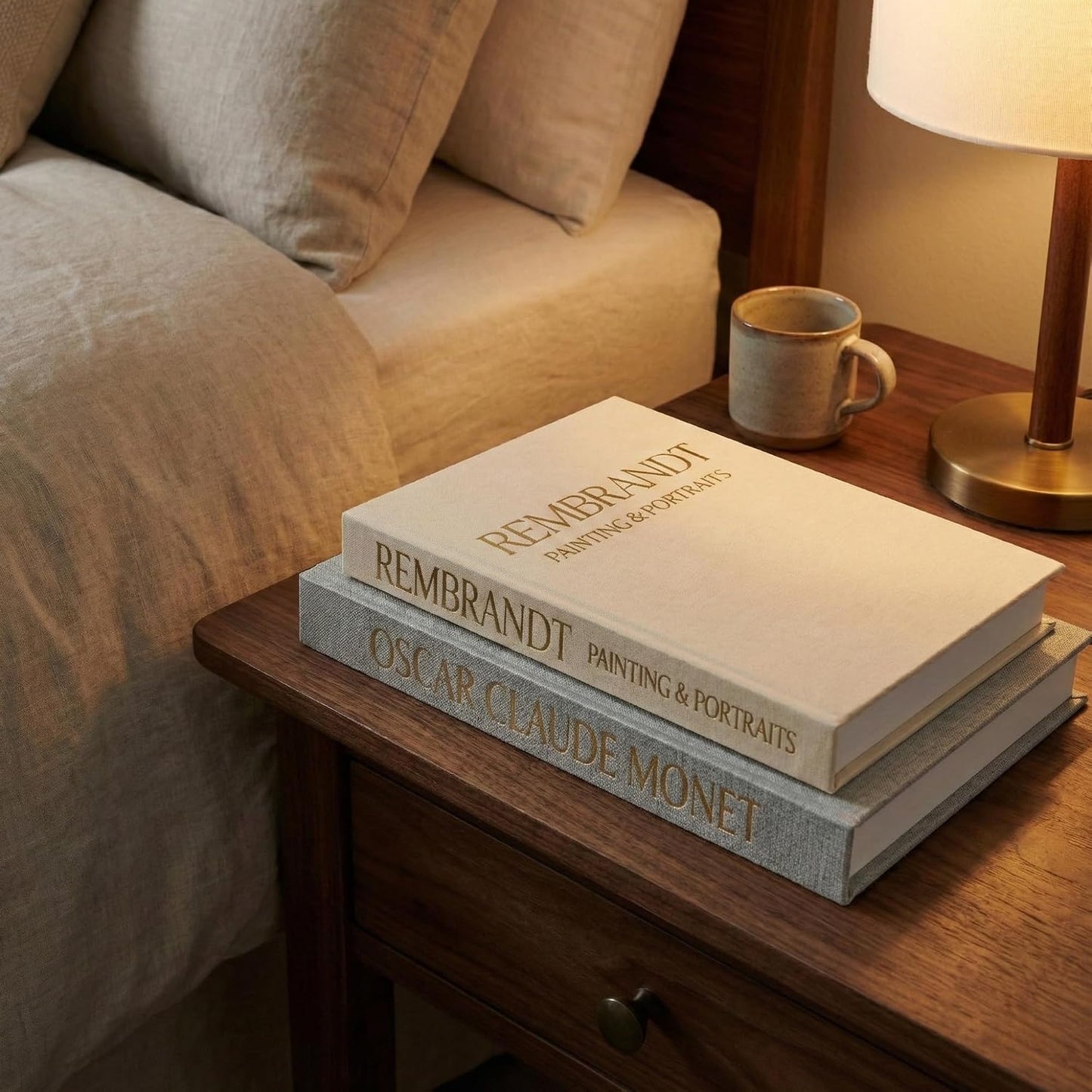 Linen Faux Book Storage Boxes / Set of 2