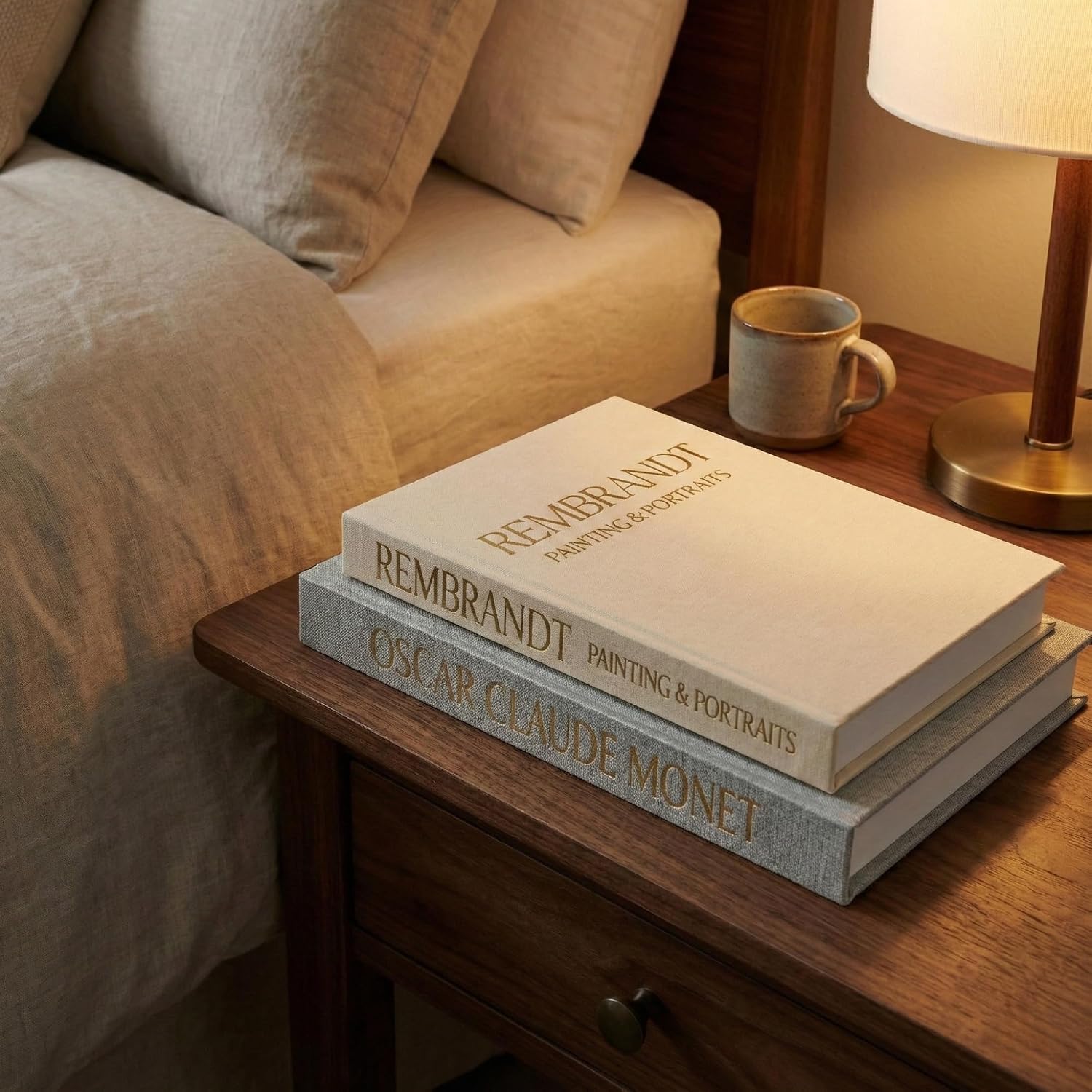 Linen Faux Book Storage Boxes / Set of 2