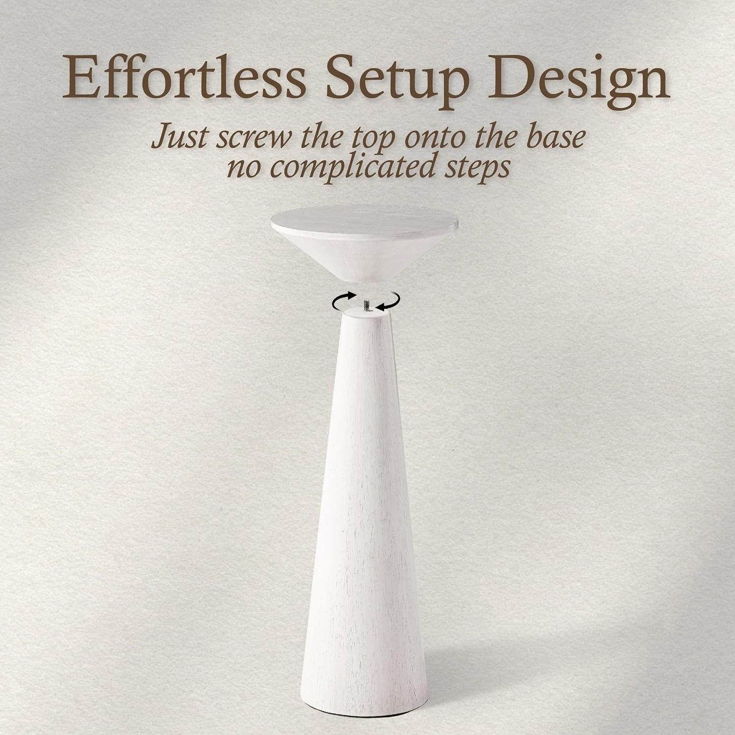 Farmhouse Tall Pedestal End Table Small Solid Wood Martini Table Plant Stand Modern Round / White