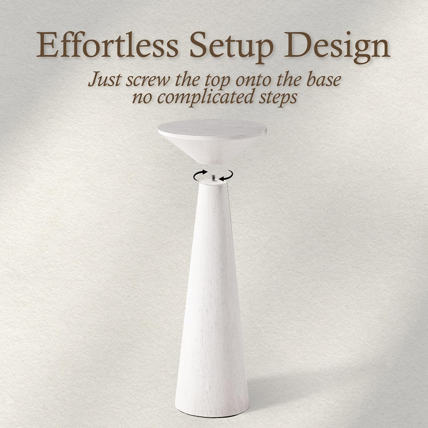 Farmhouse Tall Pedestal End Table Small Solid Wood Martini Table Plant Stand Modern Round / White
