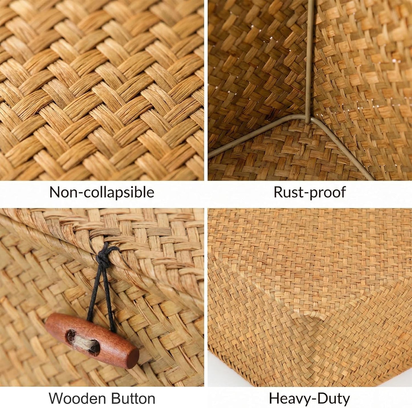 Square Seagrass Storage Bins / Set of 3