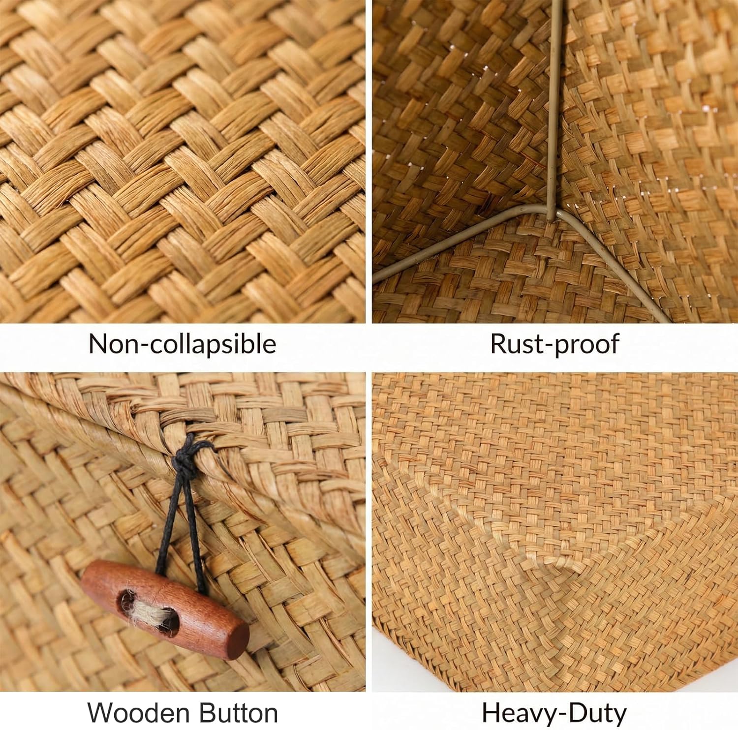 Square Seagrass Storage Bins / Set of 3