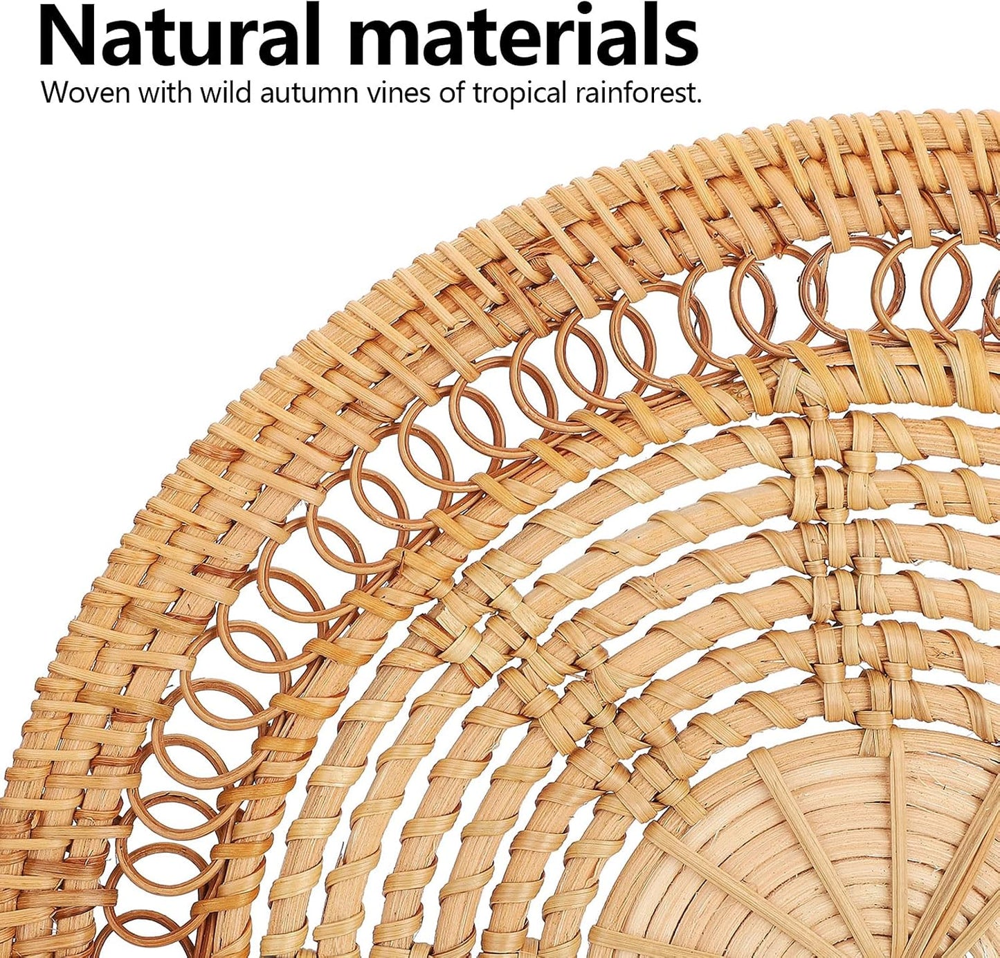 Boho Handmade Hanging Wall Baskets / Rattan Circle 25cm